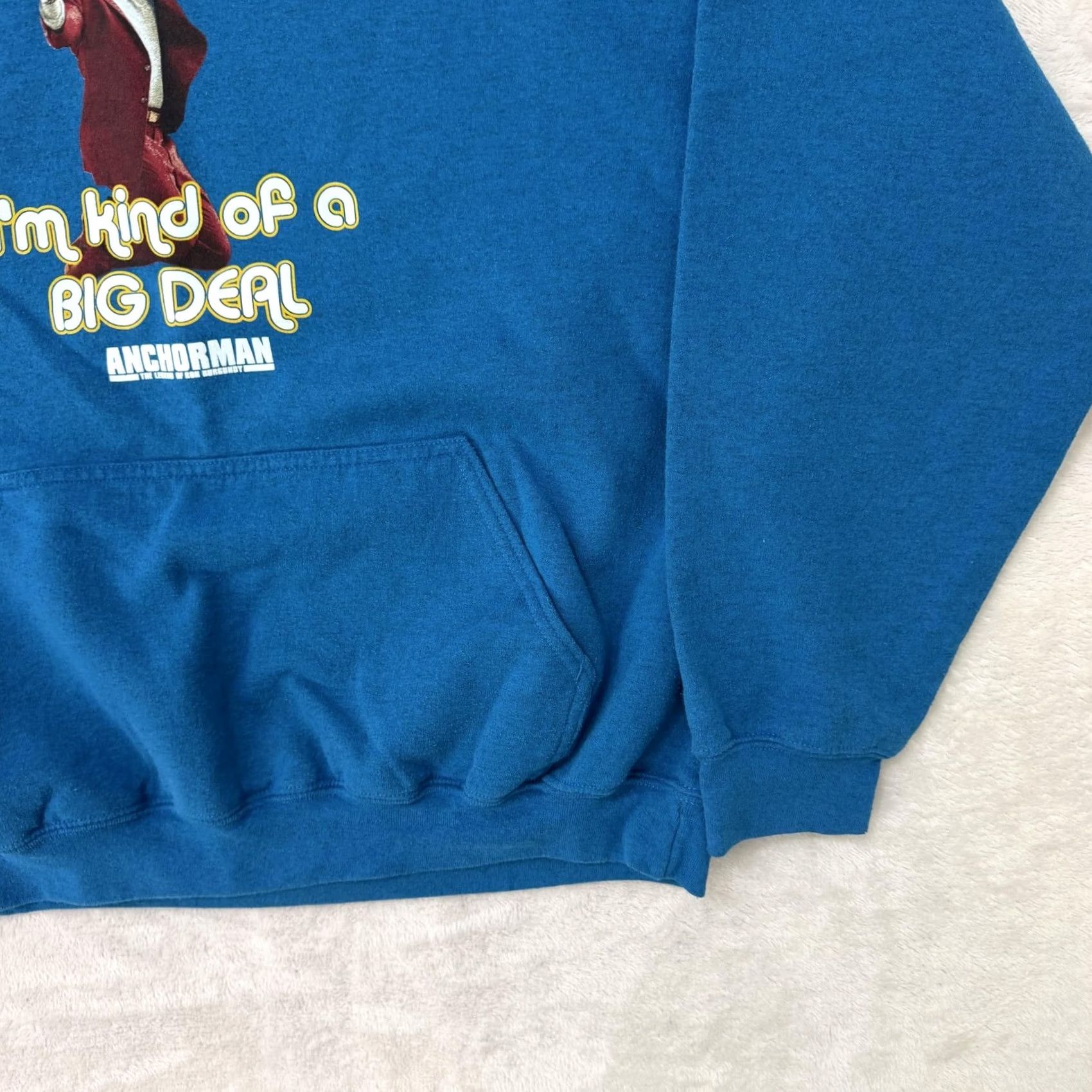 Vintage Anchorman Hoodie Mens XL Blue Ron Burgundy Graphic Print Fleece Pullover Sweatshirt Size US XL / EU 56 / 4 - 5 Thumbnail