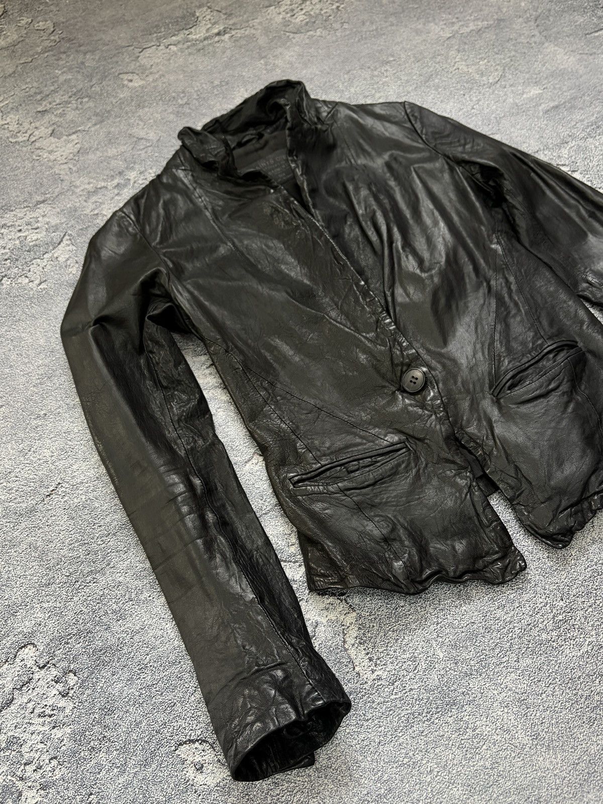 Allsaints AllSaints Black Distressed Avant-Garde Leather Blazer UK 6 Size XS / US 0-2 / IT 36-38 - 6 Thumbnail
