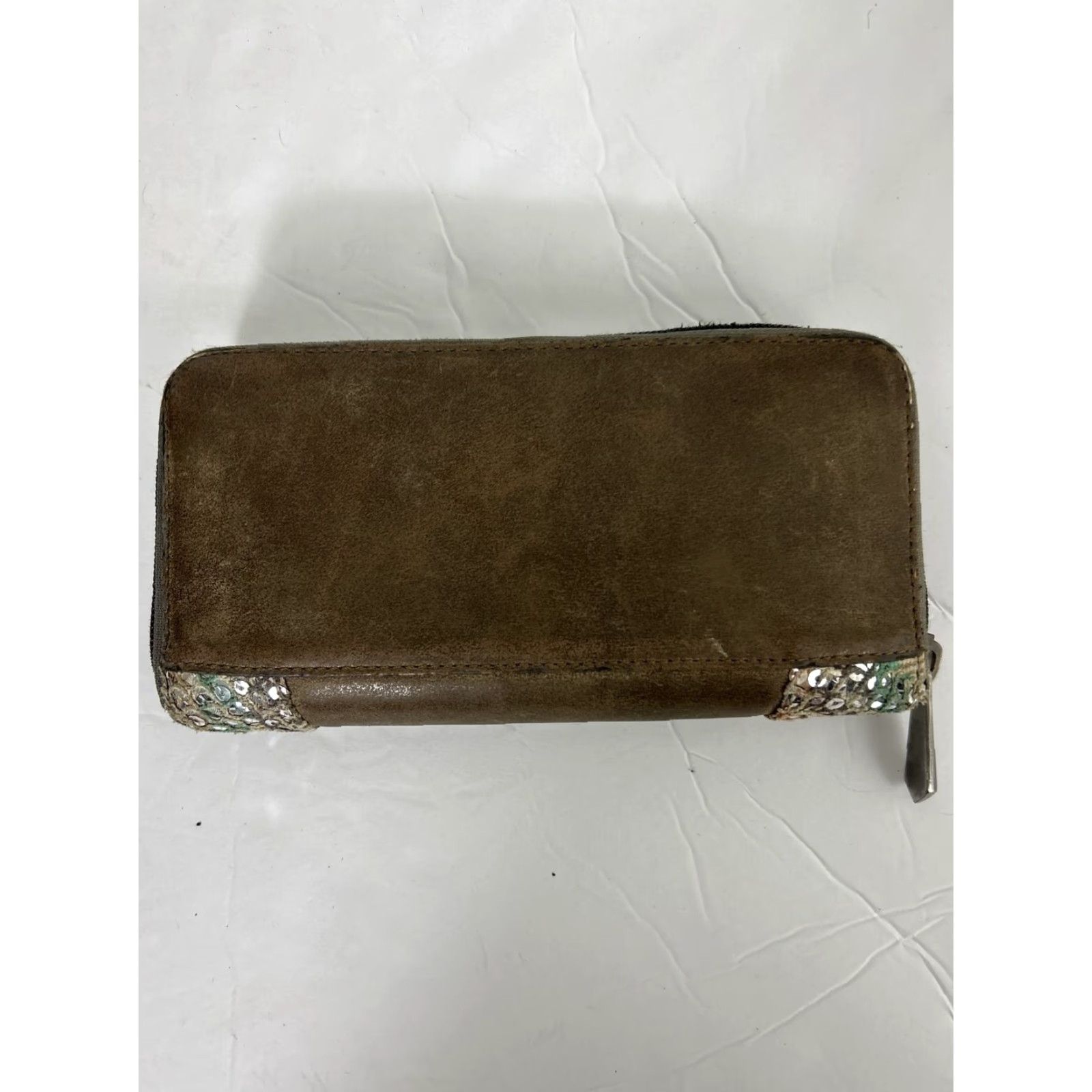 Miss Me VINTAGE Miss Me Wallet Gray Faux Leather Zipper Closure Bedazzled 8x4x1 Women Wallets Bedazzled Accents Zipper Closure Size ONE SIZE - 5 Thumbnail