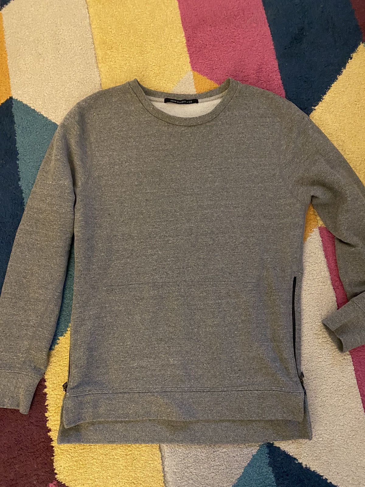 image of John Elliott Side Zip Crewneck in Grey, Men's (Size Large)