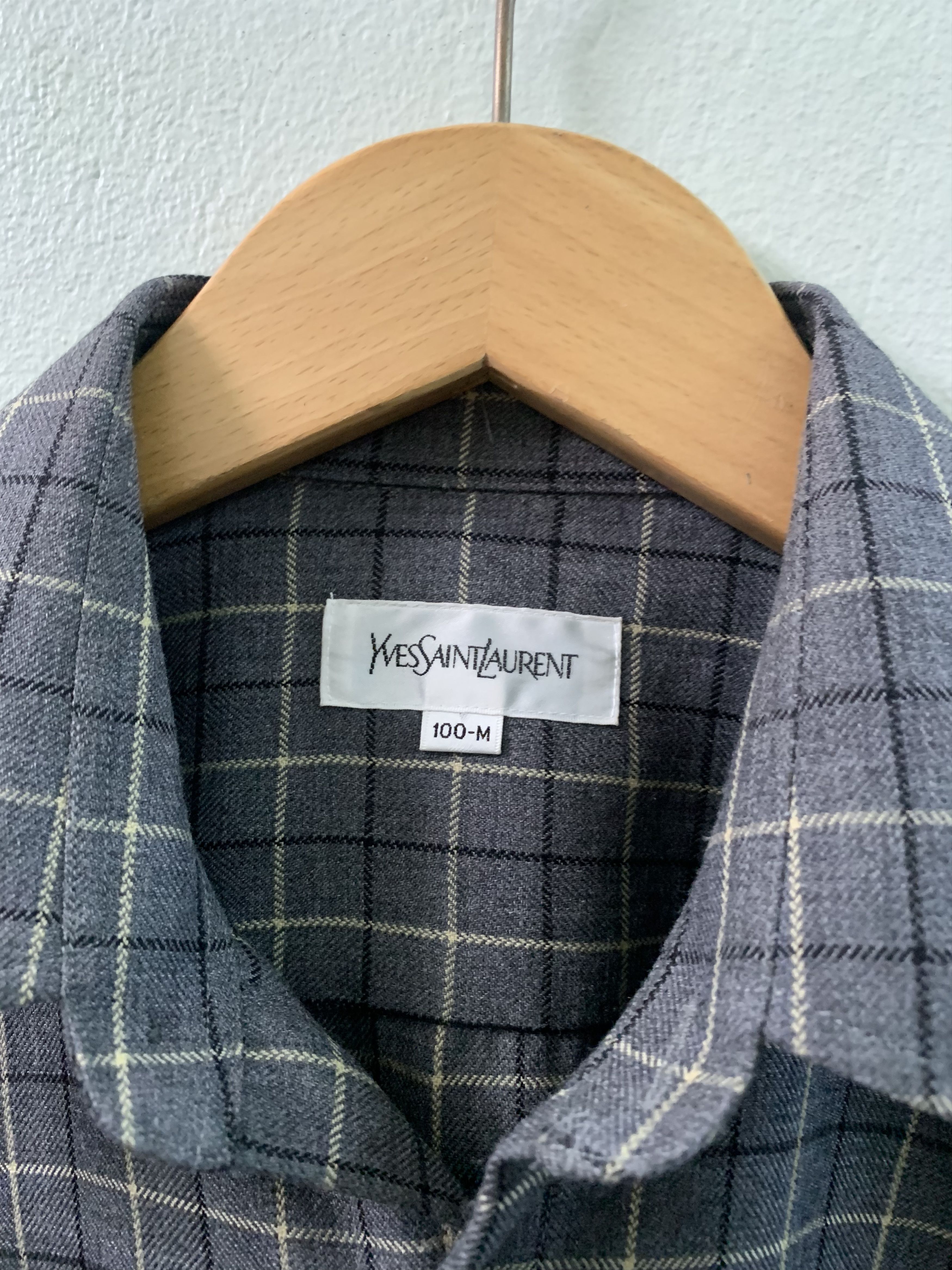 Saint Laurent Paris 🪡Saint Laurent Shadow Plaid Flannel Shirt.✨ Size 46S - 2 Thumbnail