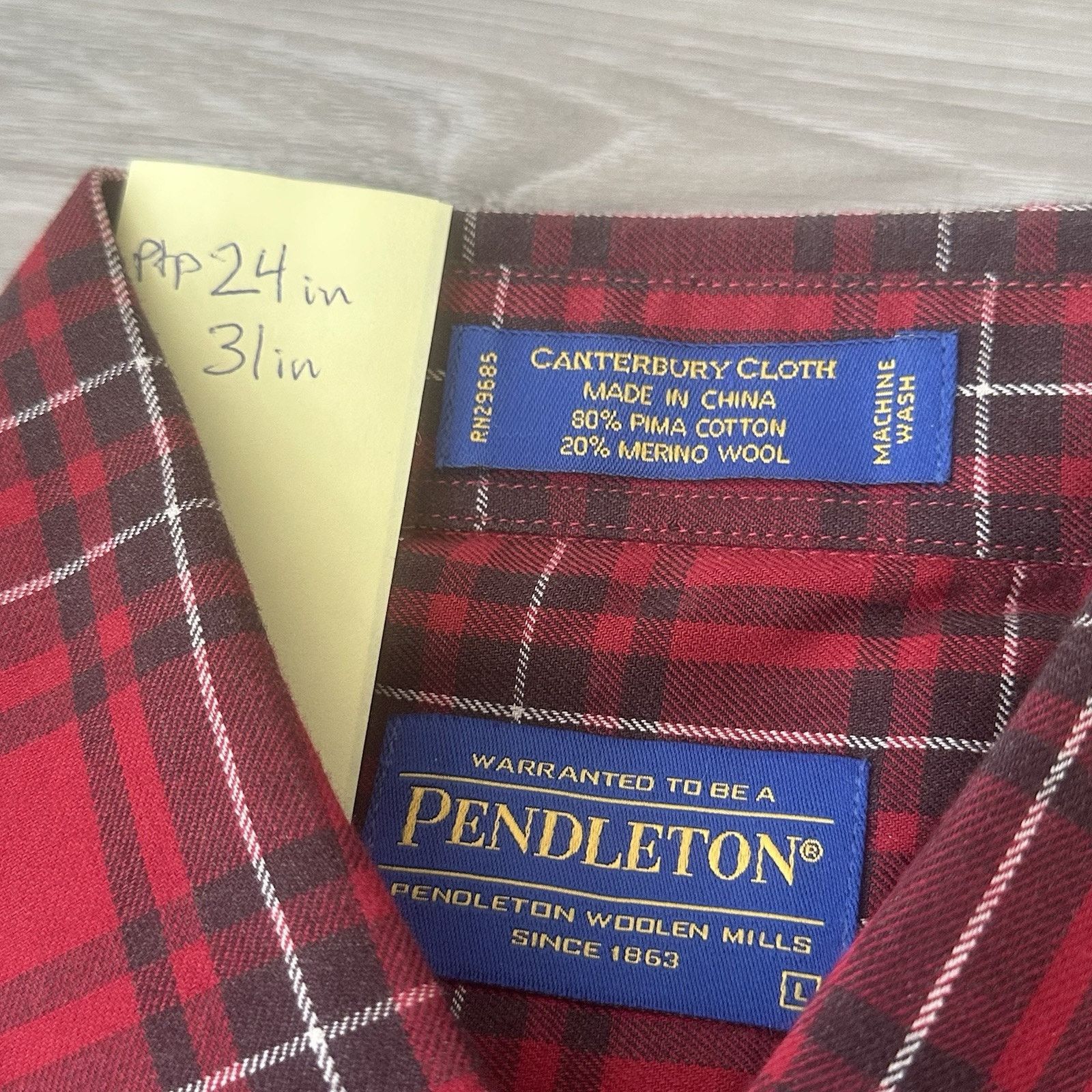Pendleton Pendleton Shirt Mens L Merino Button Up Canterbury Cloth Size US L / EU 52-54 / 3 - 5 Thumbnail
