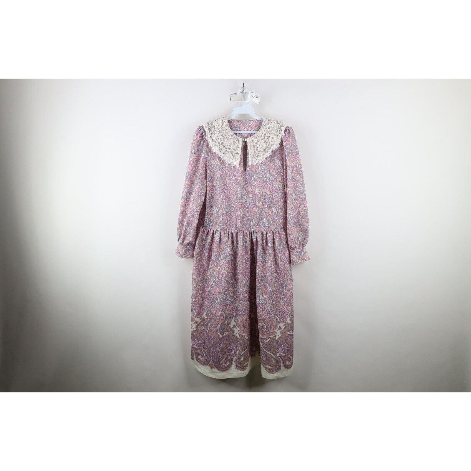 Vintage Vintage 70s Country Primitive Lace Collar Kni Size XL / US 12-14 / IT 48-50 - 1 Thumbnail