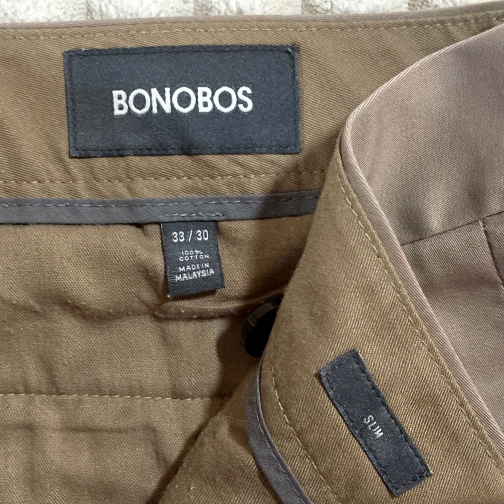 Bonobos Bonobos Chinos Pants Mens 33x30 Slim Fit Beige Flat Front Casual Size US 33 - 7 Thumbnail