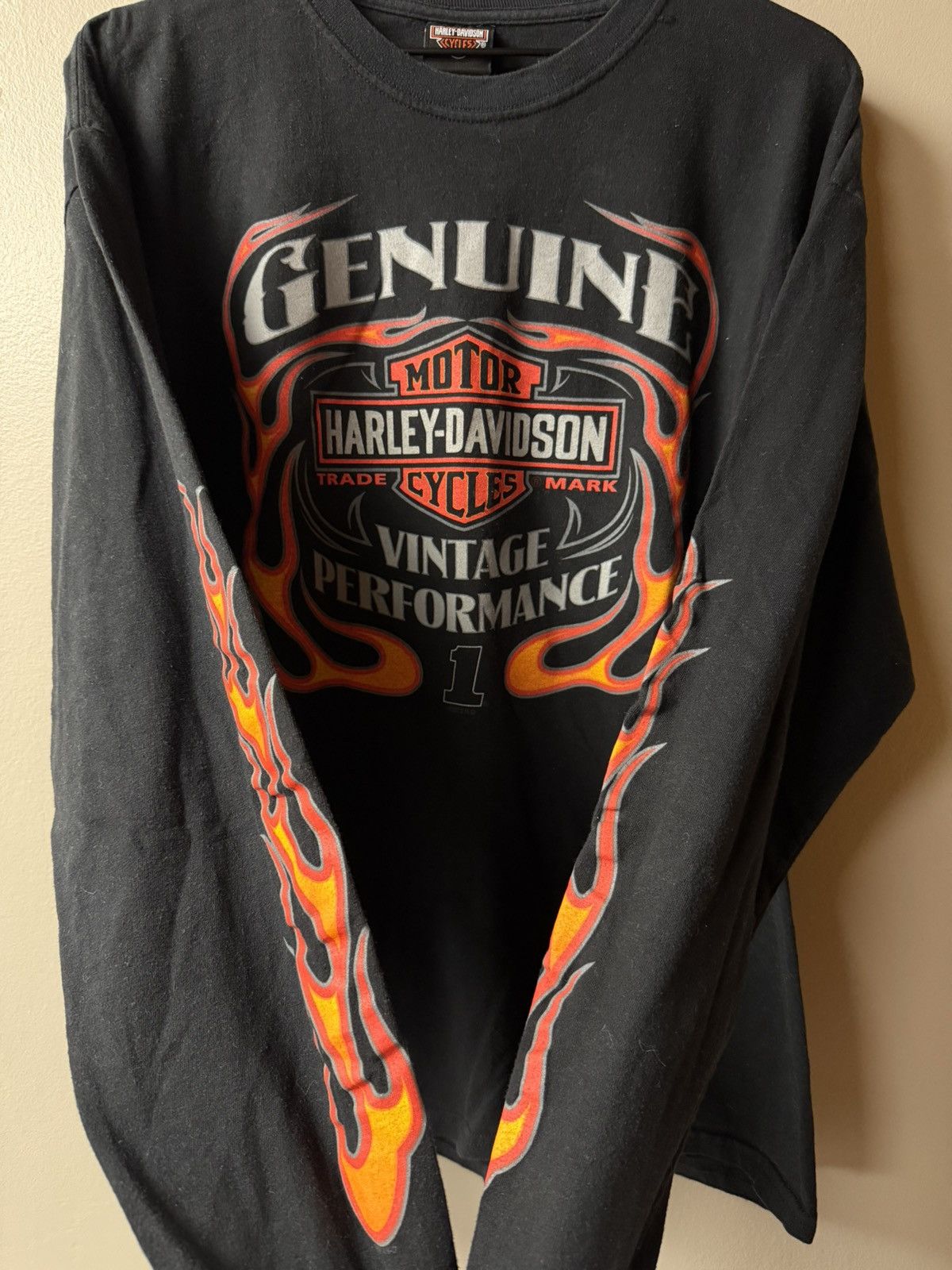 Harley Davidson Late 2000s Vintage Harley Davidson Flame LongSleeve Tee Size US XL / EU 56 / 4 - 2 Thumbnail