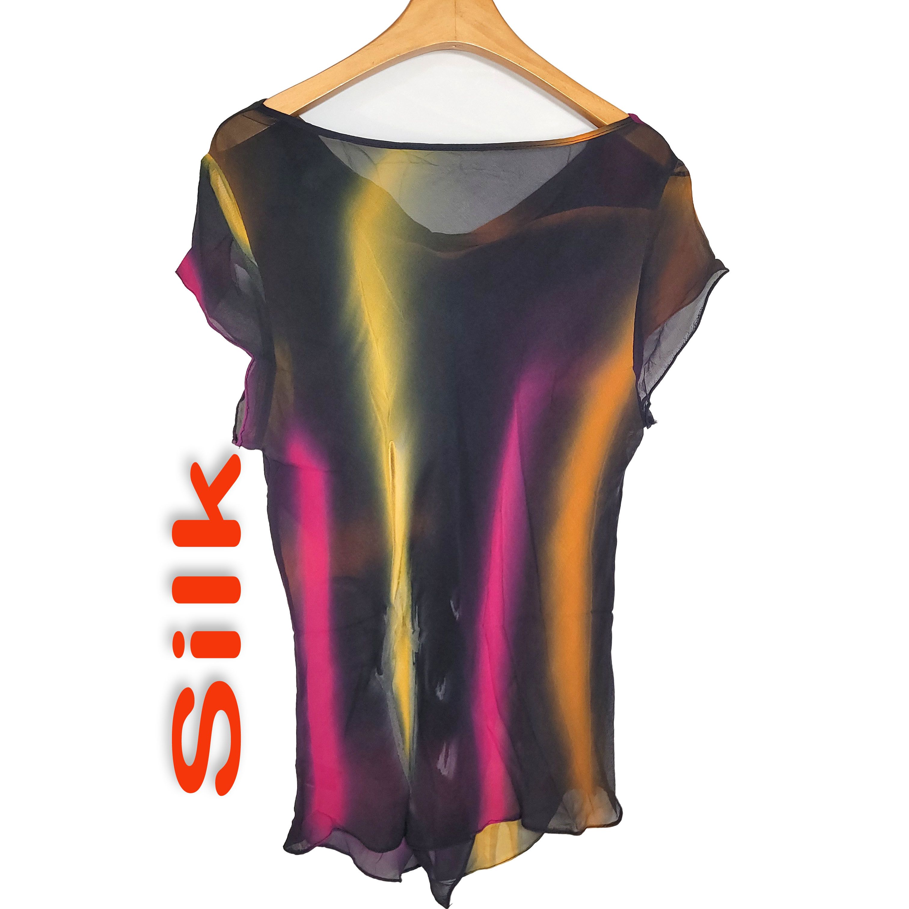 Other Women's 100% Silk XL Short Sleeve Top Shirt Bias-Cut SEM010 Size XL / US 12-14 / IT 48-50 - 1 Thumbnail