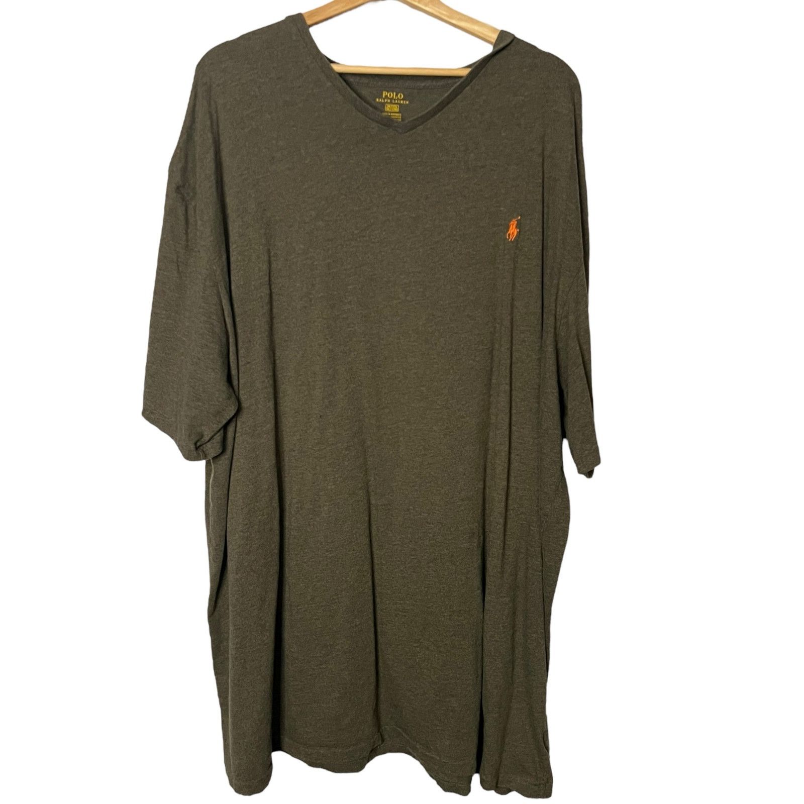 Polo Ralph Lauren Polo Ralph Lauren Men’s 3XLT Tall Long V-Neck T-Shirt Olive Size US XXL / EU 58 / 5 - 1 Thumbnail