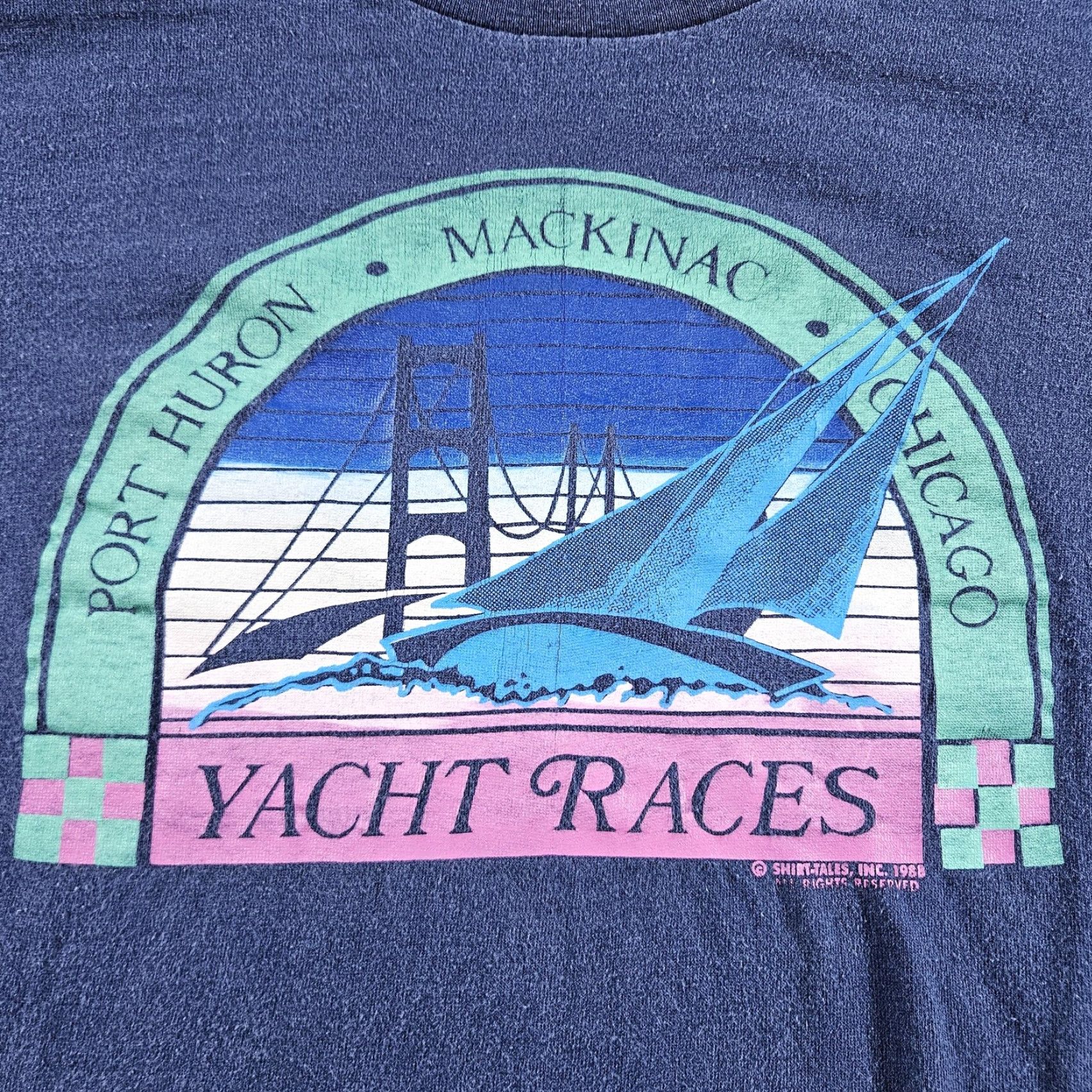 Vintage VINTAGE Belton Yacht Races Shirt Mens Small Blue Port Huron Mackinac Chicago 80s Size US S / EU 44-46 / 1 - 2 Thumbnail