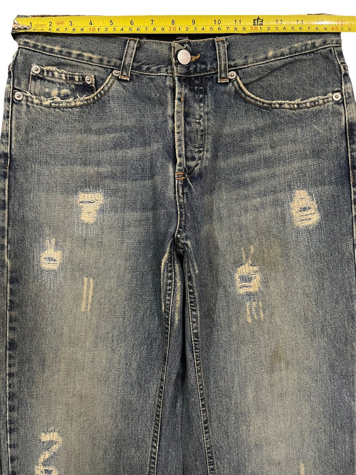 Richmond Denim Vintage Richmond Denim Blue Wash Distress Baggy Jeans Size US 31 - 12 Thumbnail