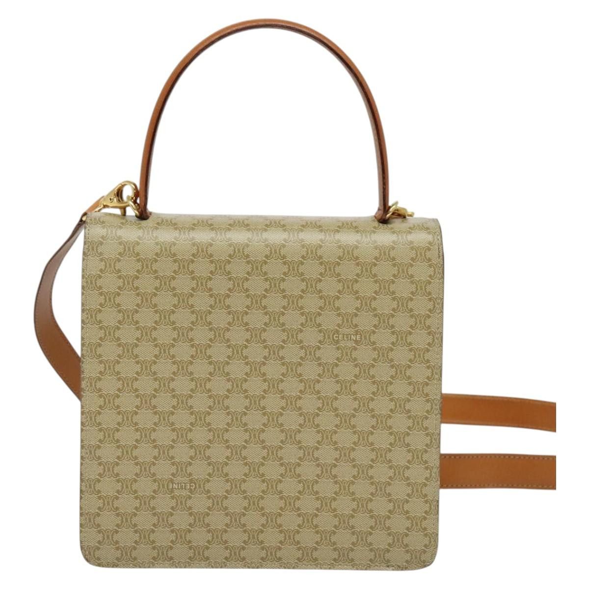 Celine CELINE Macadam Canvas Hand Bag Pvc Beige Gold Size ONE SIZE - 3 Thumbnail