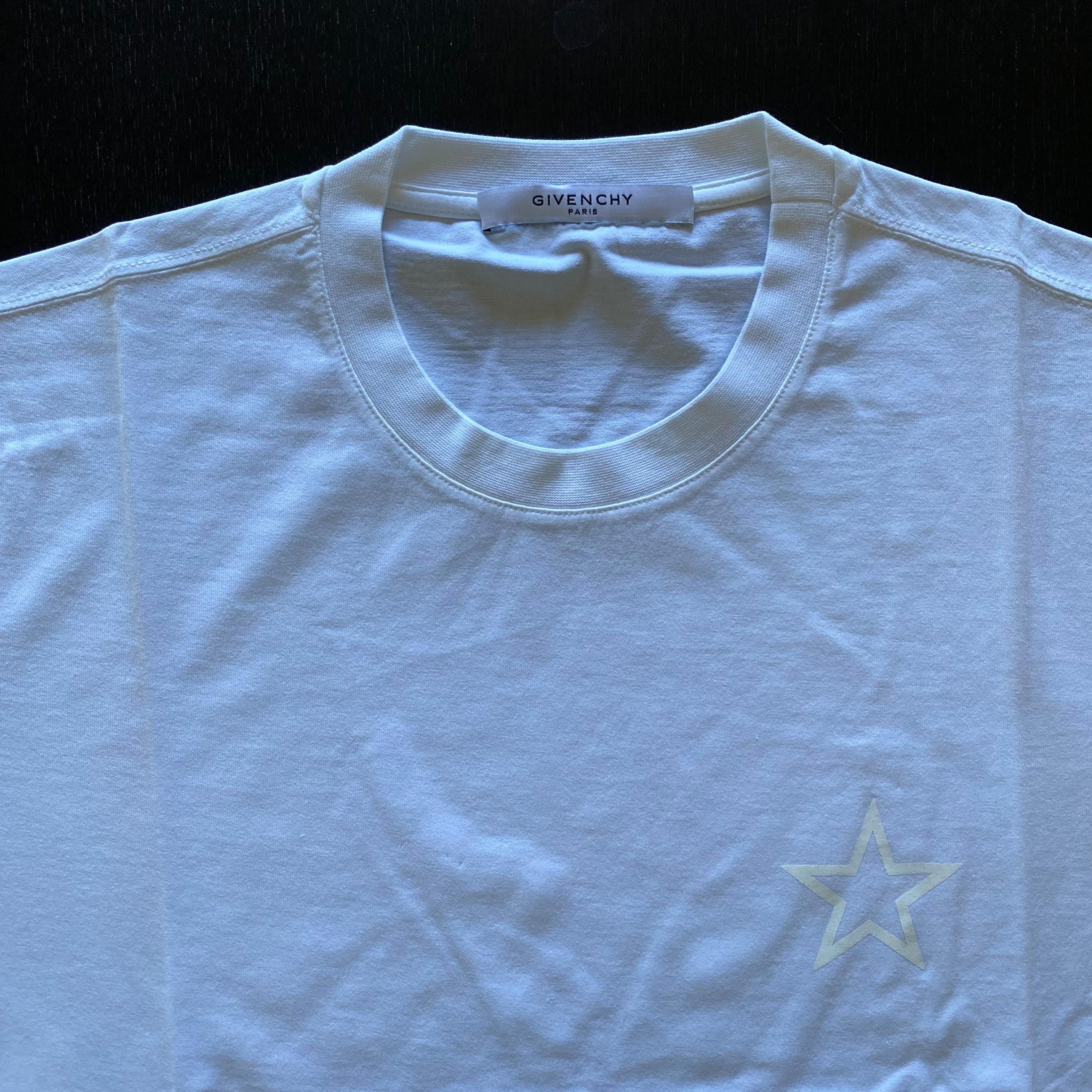 Givenchy White Printed Chest Star Split Hem Oversized T-Shirt Size US M / EU 48-50 / 2 - 3 Thumbnail