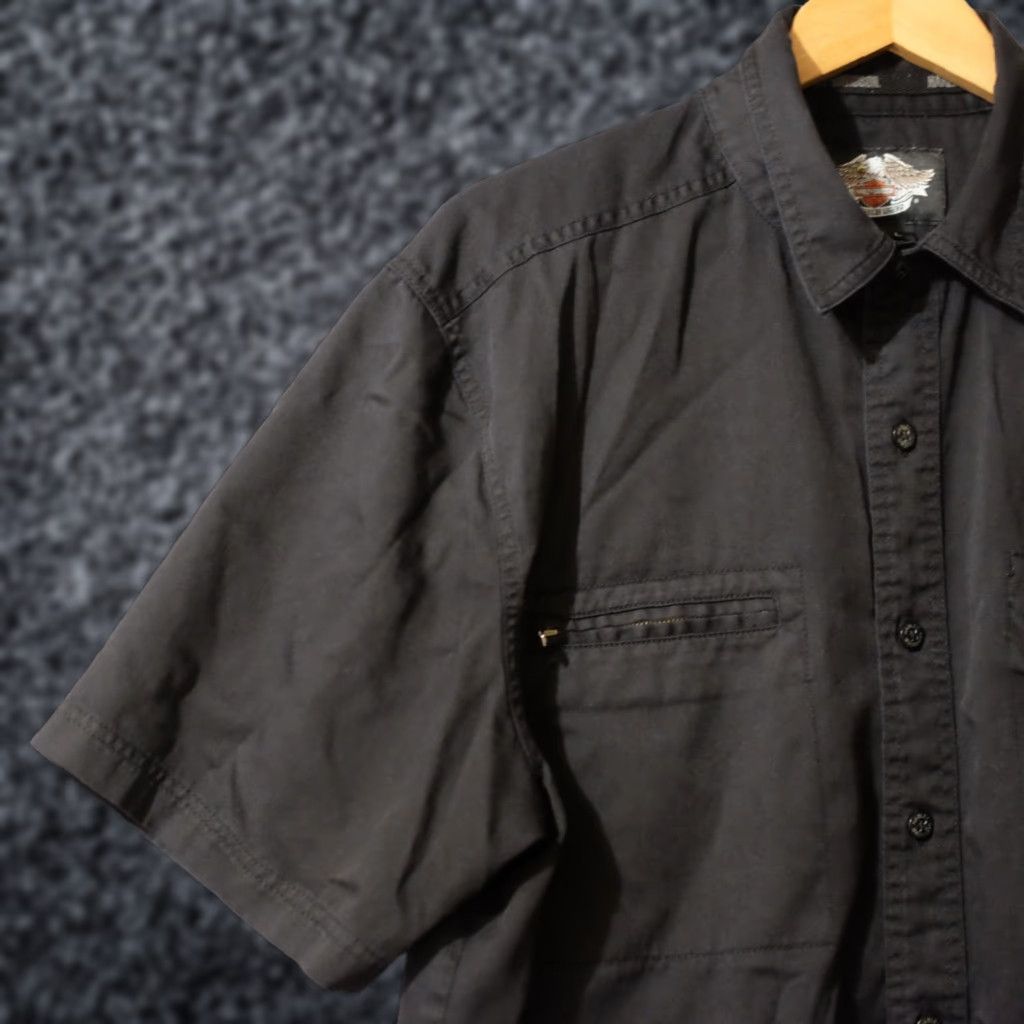 Harley Davidson Harley-Davidson Black Short Sleeve Button Shirt Mens L Casual Cotton Polyester Embroidered Logo Shirt Size US L / EU 52-54 / 3 - 1 Thumbnail
