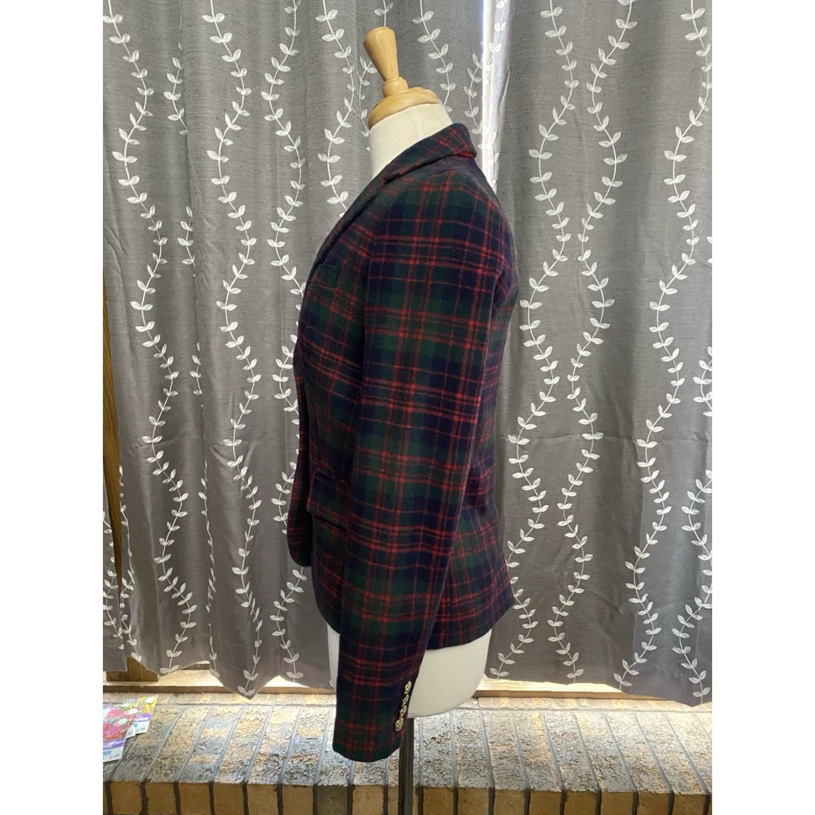 J.Crew VINTAGE J.CREW Blazer Jacket Plaid Wool Blend Red Green Size 0 Notch Lapel Womens Size XS / US 0-2 / IT 36-38 - 2 Thumbnail