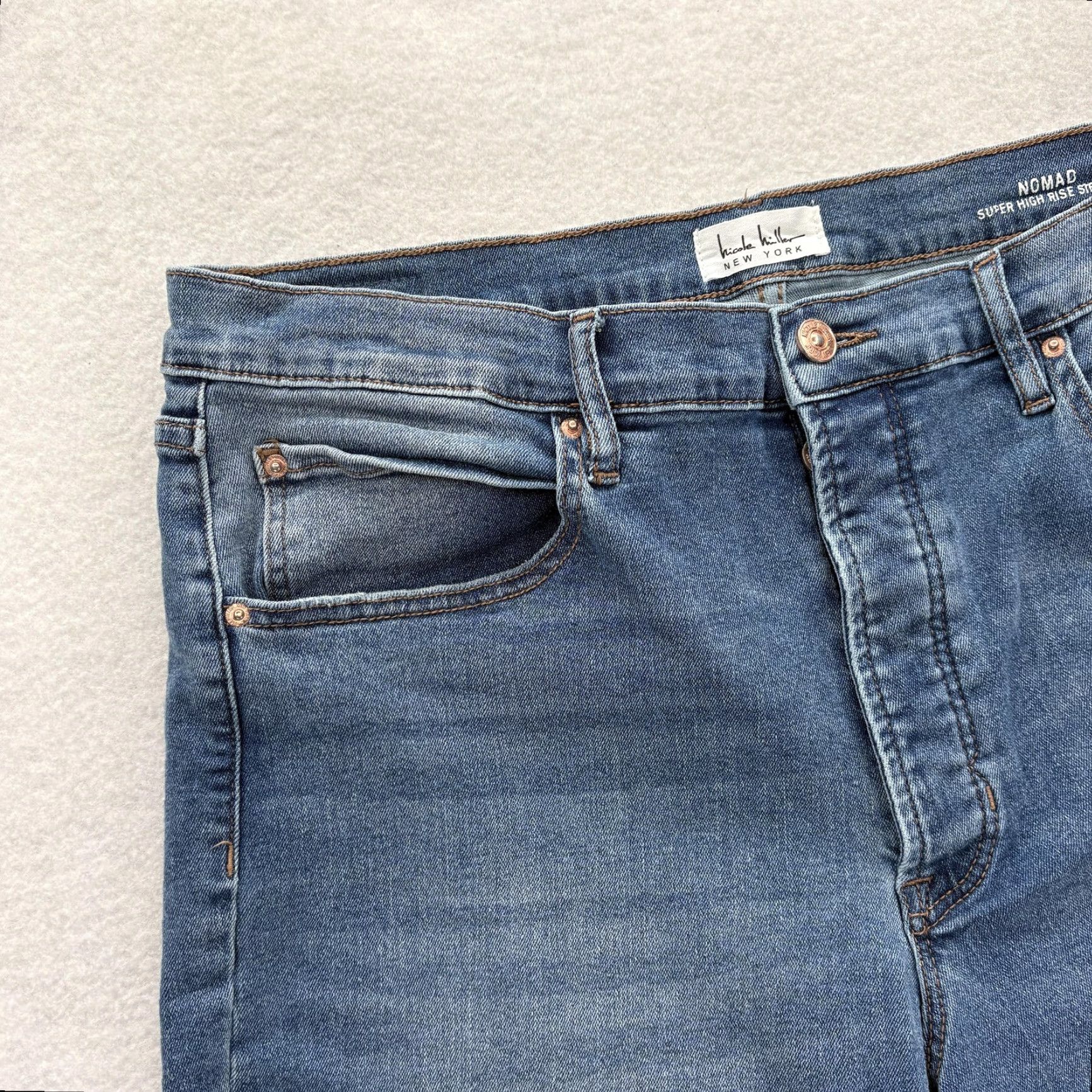 Nicole Miller Nicole Miller Nomad Jeans Womens 16 Blue Stretch Denim High Rise Straight Crop 5-Pocket Size 38" / US 16 / IT 52 - 3 Thumbnail