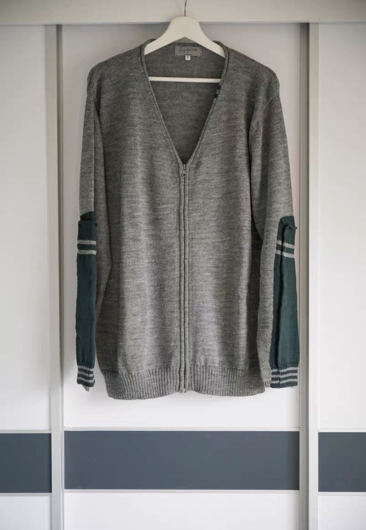 Yohji Yamamoto Yohji Yamamoto 06aw Green Sleeve Zip Knit Sweater K4 Size US L / EU 52-54 / 3 - 1 Thumbnail