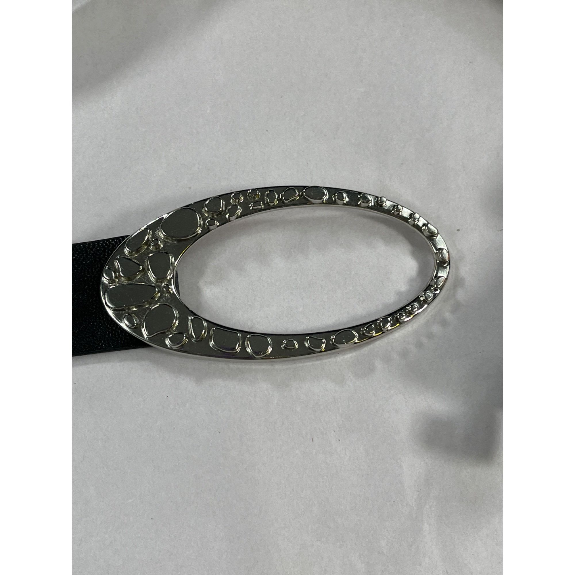 Chicos Chicos Black Leather Belt SKU 7518 With ADjustable back, Sil Size ONE SIZE - 2 Thumbnail