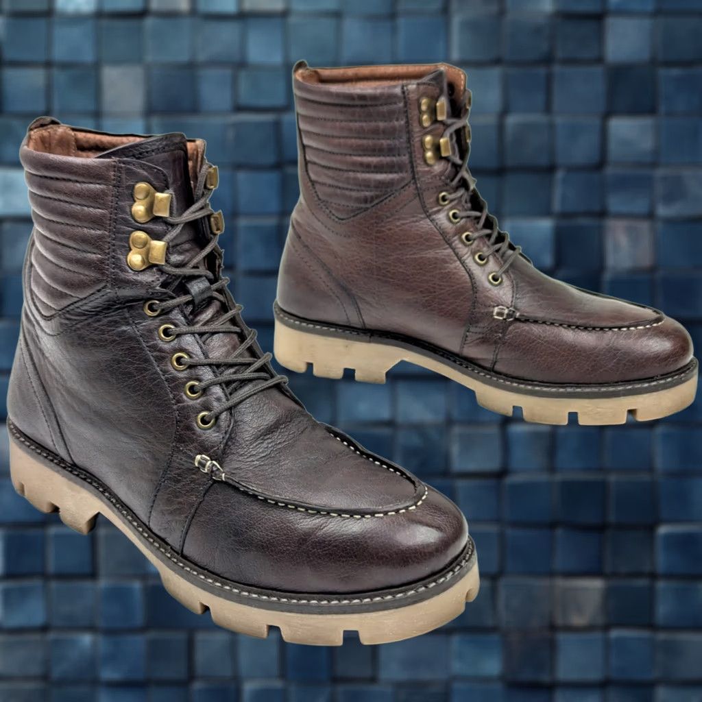 Lands' End Lands End Leather Lug Hiker Boots Men 9D Brown Mid Calf 8" Tall EUC Lace Up Boot Mens Brown Leather Lug Hiker 9D Size US 9 / EU 42 - 1 Thumbnail