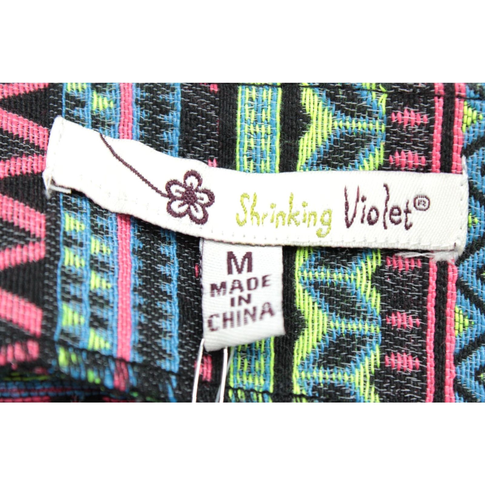 Vintage VTG NWT Shrinking Violet Mini Skirt Women's Medium Neon Pattern Party 80s 90s Bohemian Hip Hop Hippie Retro Size 32" / US 10 / IT 46 - 4 Thumbnail