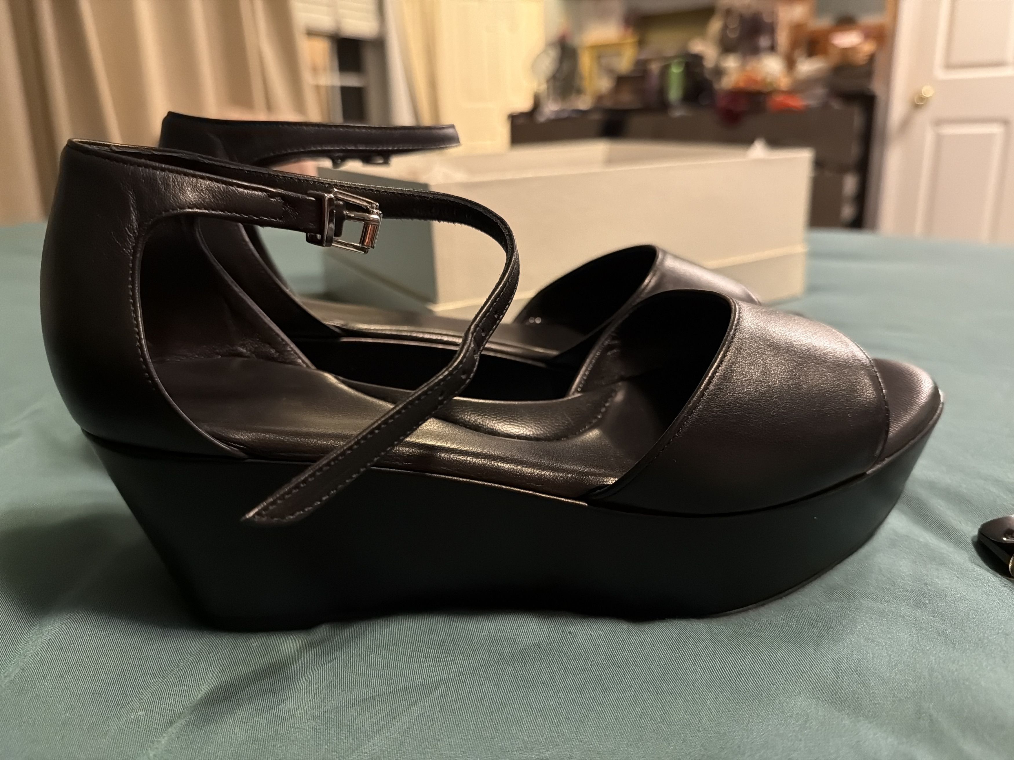 Vera Wang Vera Wang Made in Italy Leather Platform Wedge Sandals Size US 11 / IT 41 - 1 Thumbnail