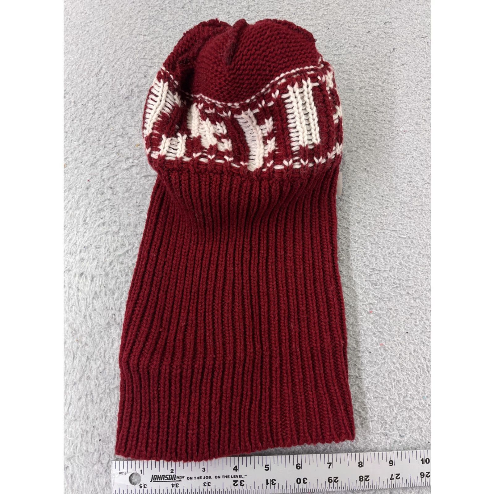 American Eagle Outfitters American Eagle Beanie Toque Adult One Size Red White Knit Wool Acrylic Blend Pom Size ONE SIZE - 6 Thumbnail
