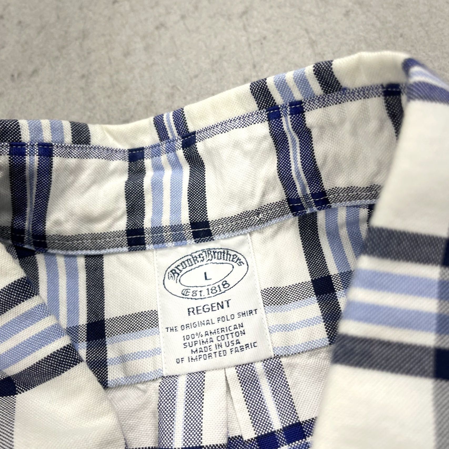 Brooks Brothers VINTAGE Brooks Brothers Shirt Mens Large White Blue Plaid Regent Cotton Made USA Size US L / EU 52-54 / 3 - 4 Thumbnail