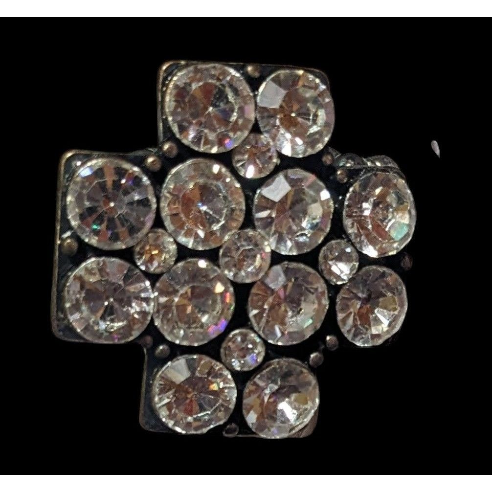 Other Glam Goth Silver Tone Rhinestone Cross Stretch Ring Size 6 1 Size ONE SIZE - 4 Thumbnail