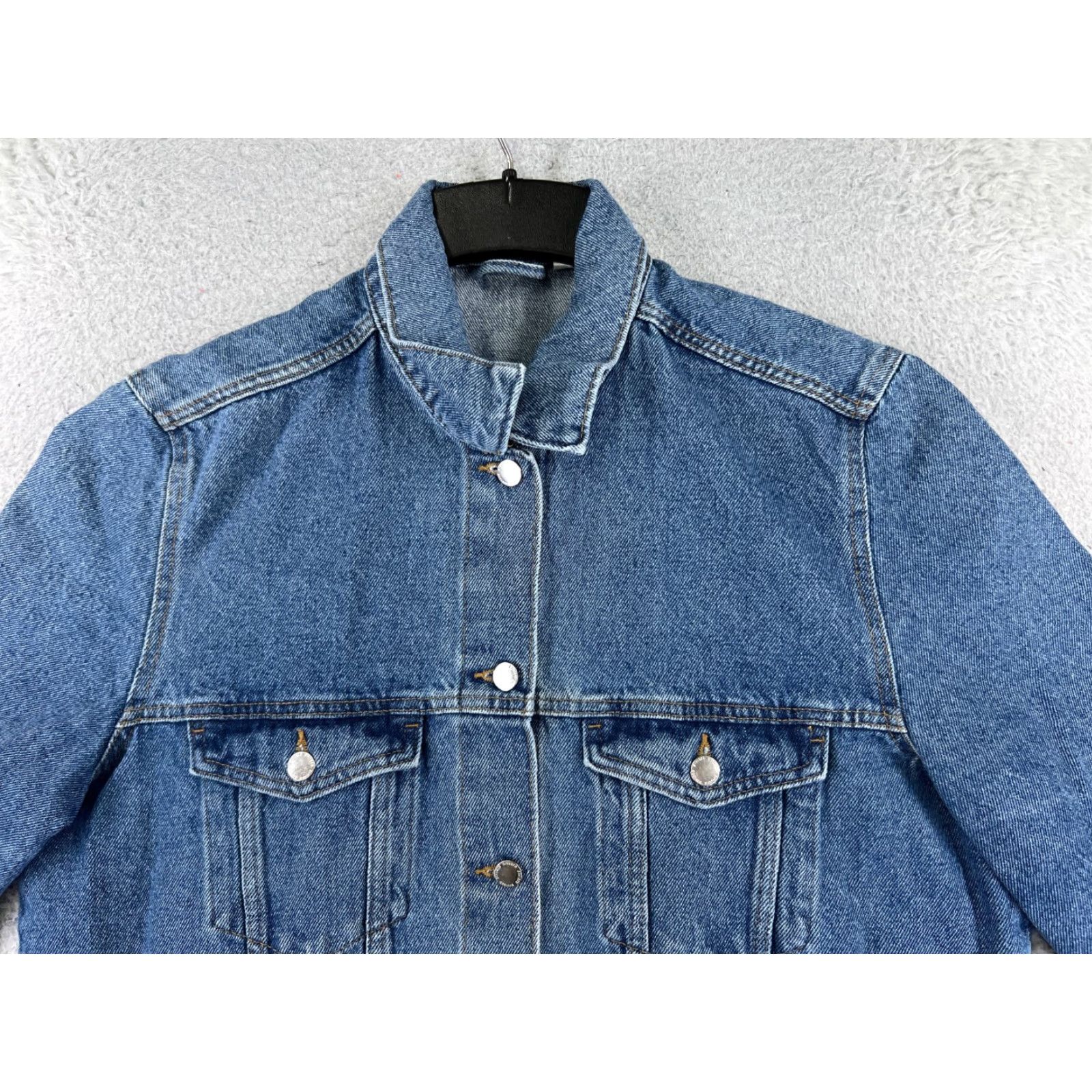Denime VINTAGE Divided by H&M Denim Jacket Women's 4 Blue Medium Wash Trucker Button Up Cotton 80s 90s Mens Womens Size XL / US 12-14 / IT 48-50 - 4 Thumbnail
