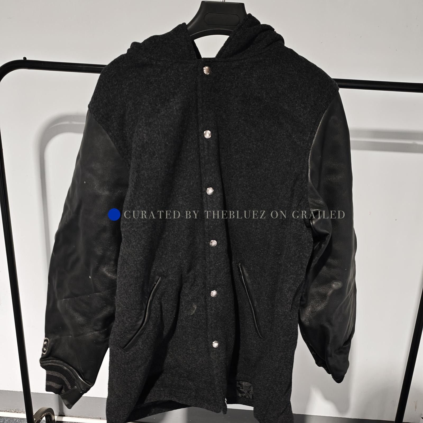Bape Black Leather Sleeve Bomber Jacket Size US XXL / EU 58 / 5 - 1 Thumbnail