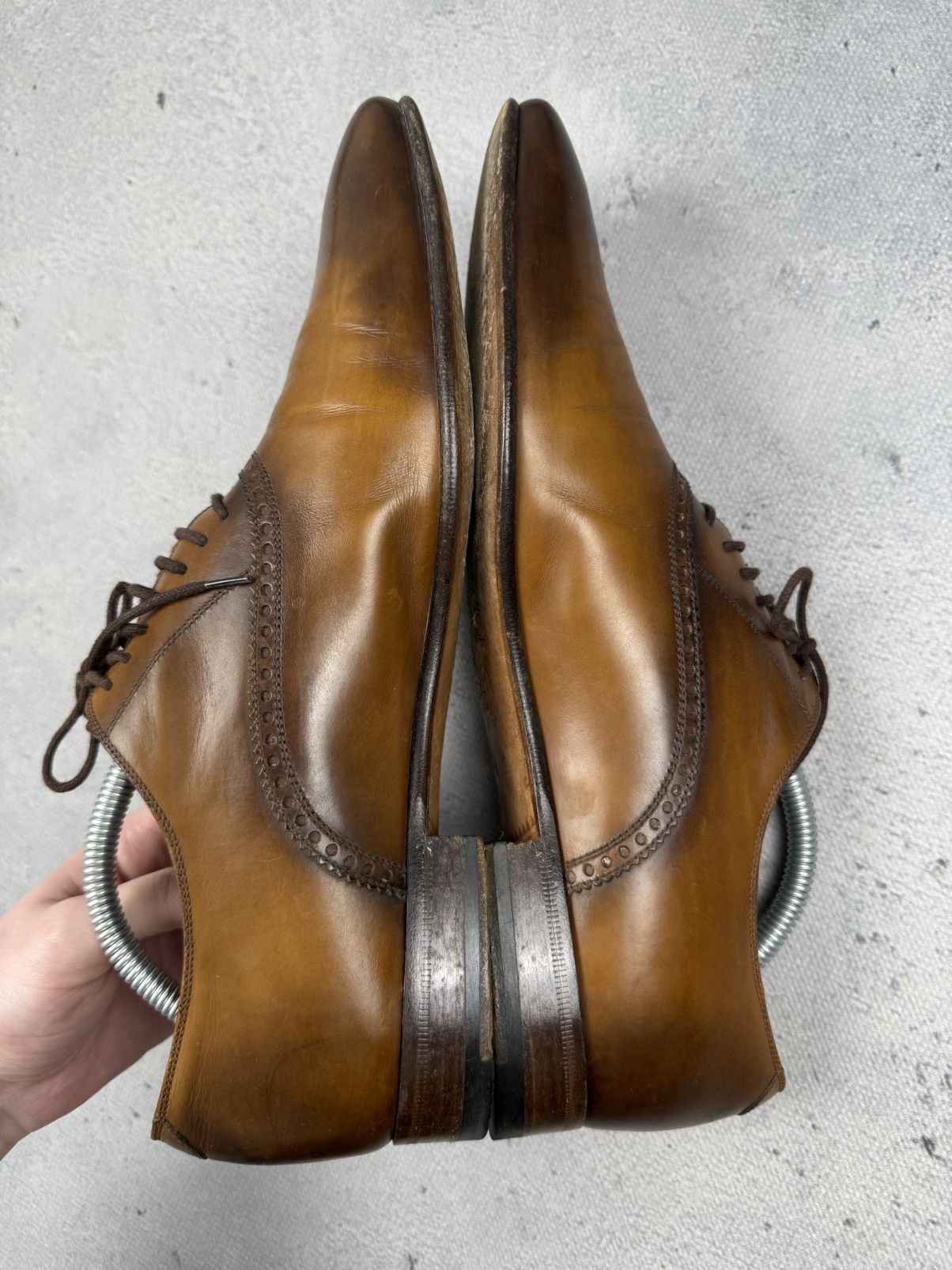 Gucci Gucci Vintage Burnished Brown Leather Oxford Dress Shoes Size US 8 / EU 41 - 6 Thumbnail