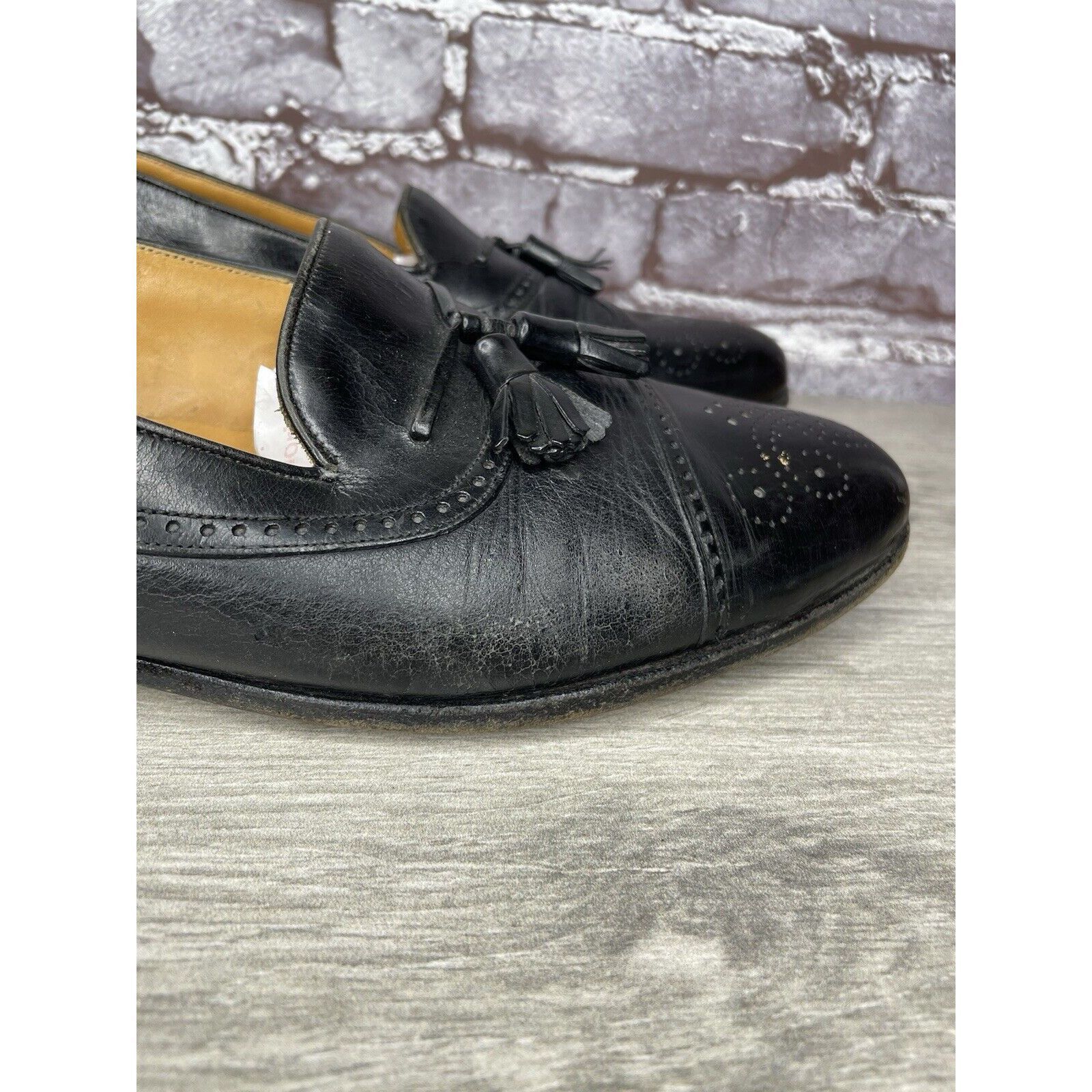 Mezlan MEZLAN HAVANA Black Leather Wingtip Tassel Loafers Shoes Men Size US 10.5 / EU 43-44 - 12 Thumbnail