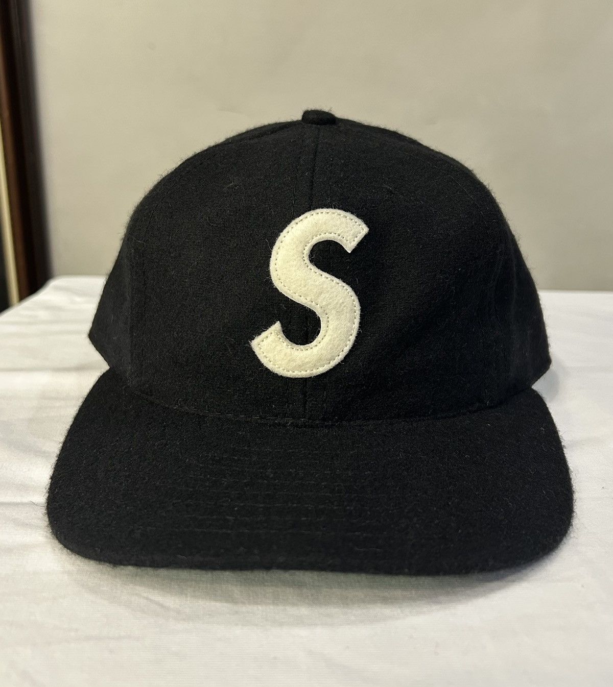 Supreme Boiled Wool “S” Logo Black Cap / Hat Size 7 3/8 NEW