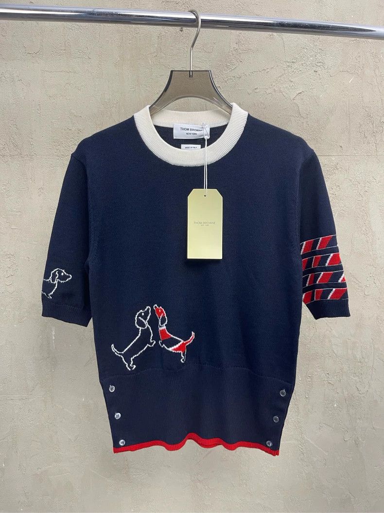 Thom Browne Thom browne Dark blue puppy patterned four-striped wool sho Size US M / EU 48-50 / 2 - 1 Thumbnail