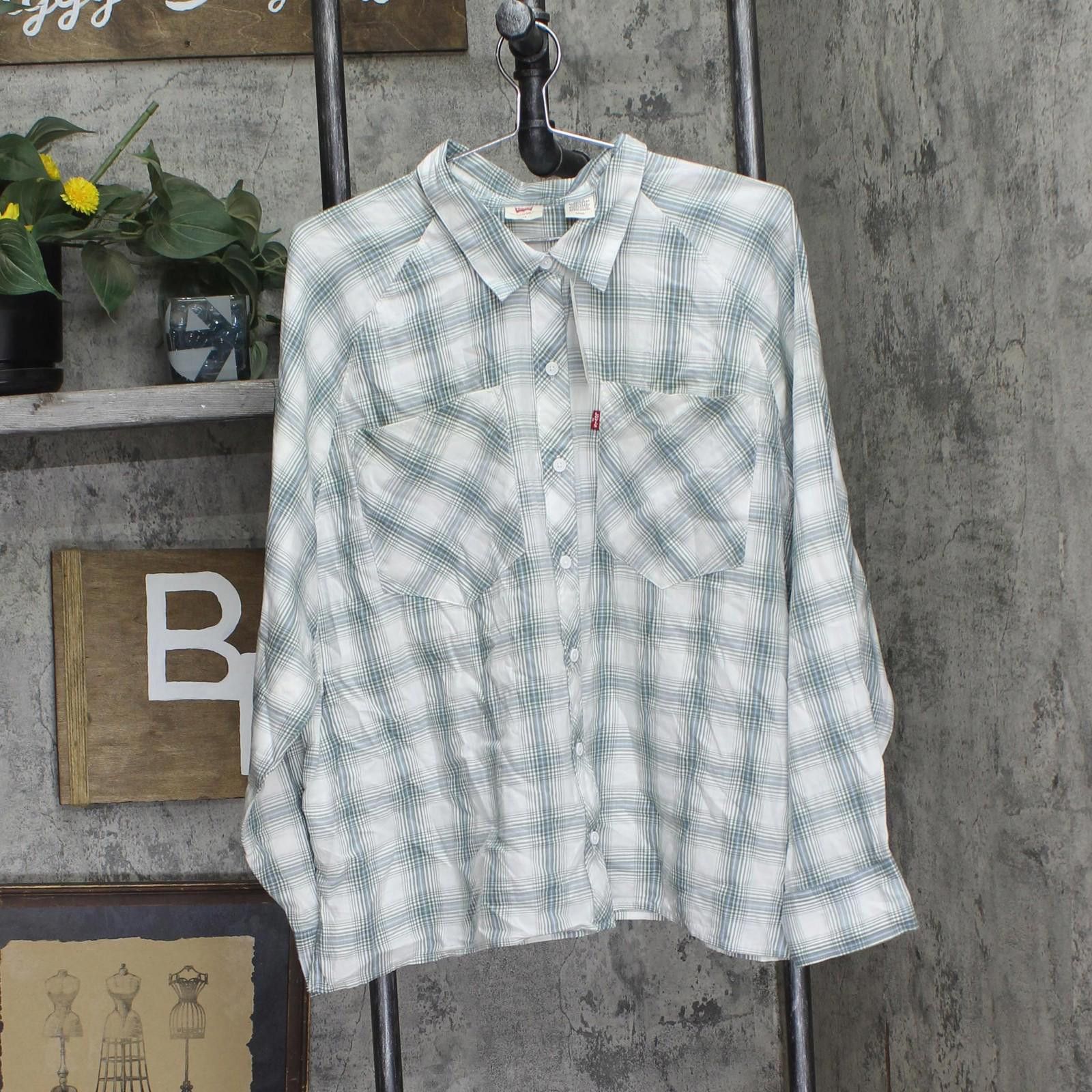 Levi's Nwt Levis Bebe Plaid Button Up Shirt Dark Forest Green 1x Size XL / US 12-14 / IT 48-50 - 1 Thumbnail