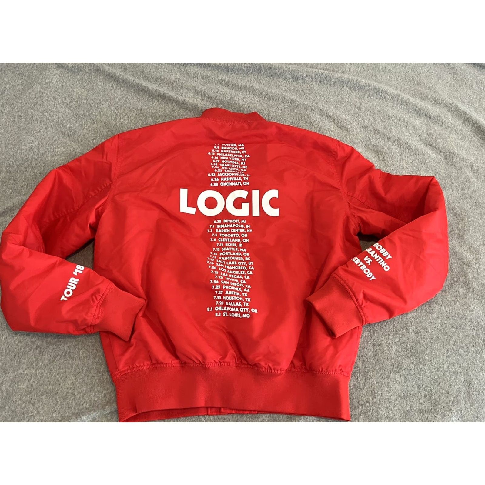 Vintage LOGIC 2018 Tour Bobby Tarantino Vs Everybody Red Bomber Jacket Adult Small S Men Jacket Red Bomber 2018 Tour? Size US S / EU 44-46 / 1 - 2 Thumbnail