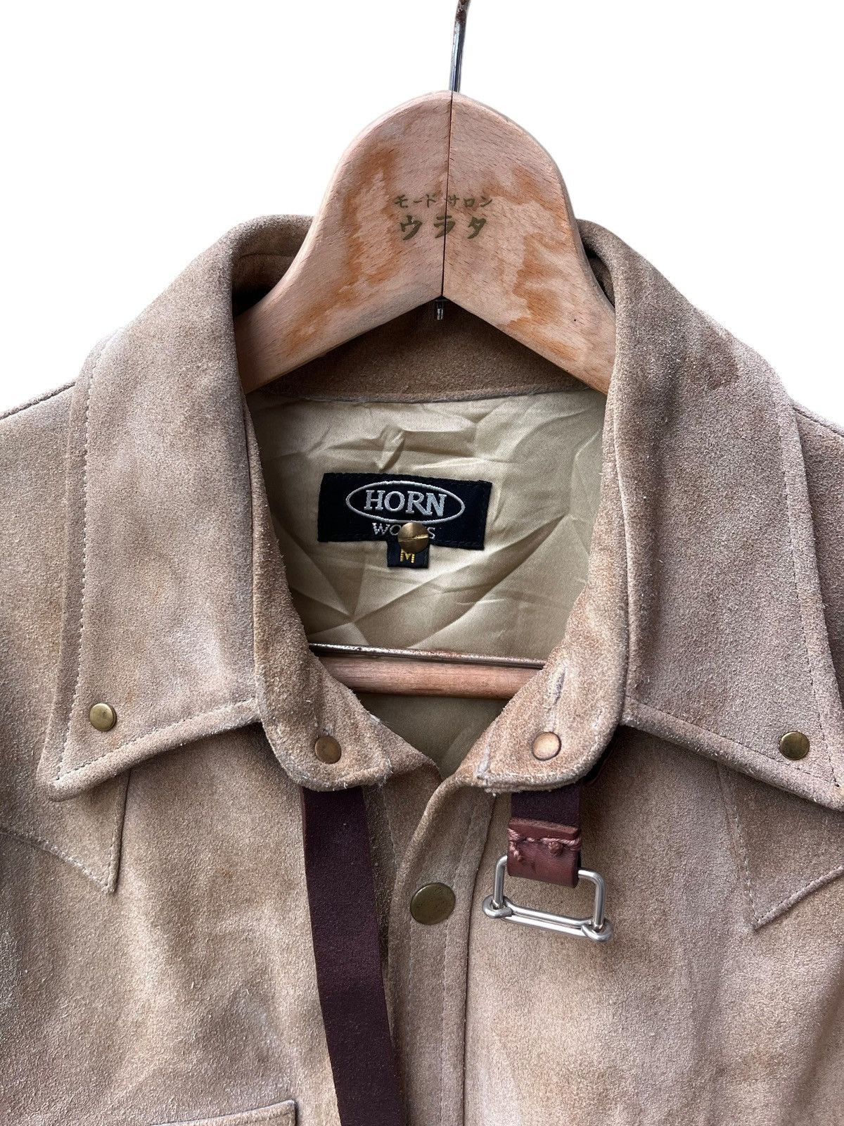 Genuine Leather Light brown suede Horn works leather shirt Size US M / EU 48-50 / 2 - 2 Thumbnail