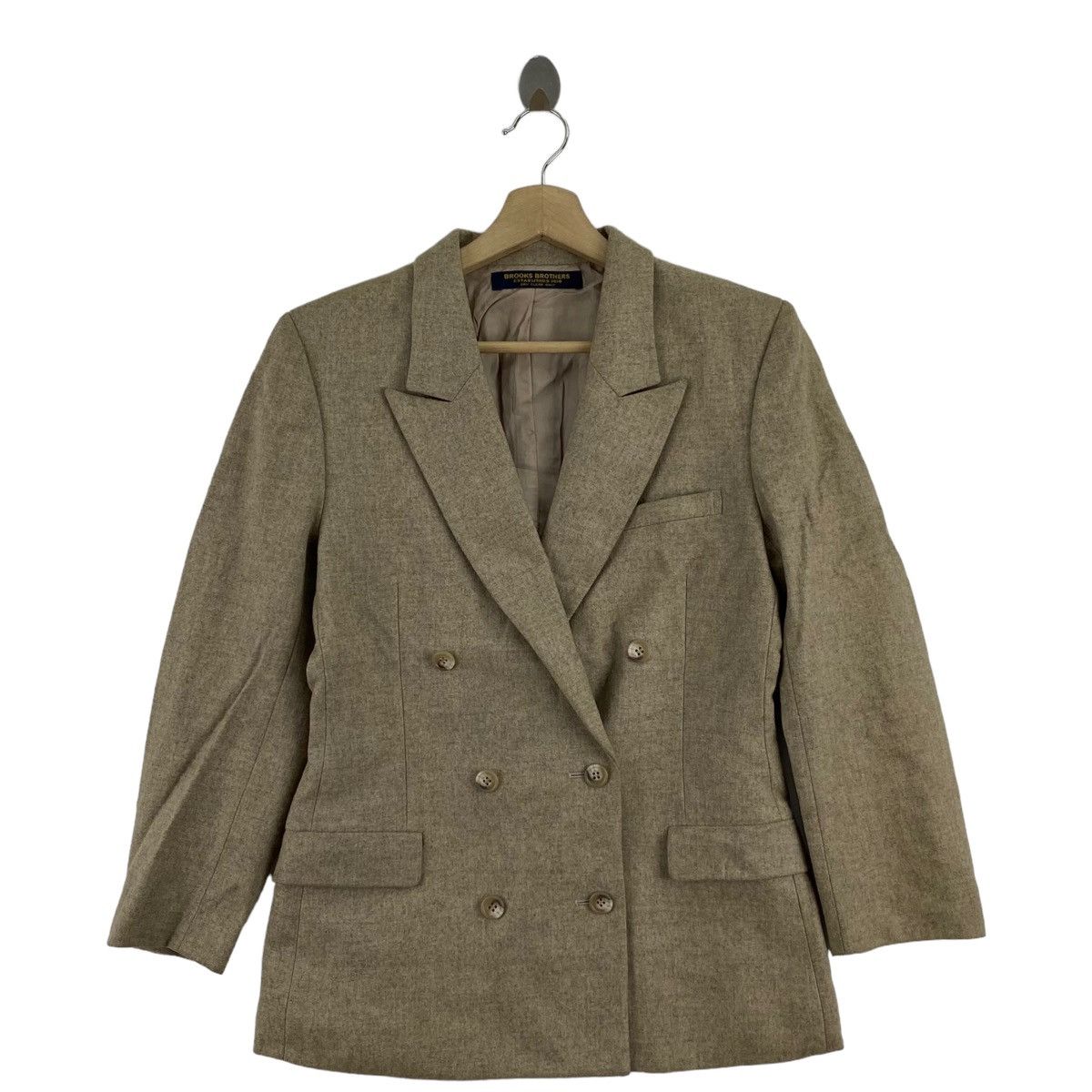 Brooks Brothers × Vintage Vintage BROOKS BROTHERS Beige Wool Blazer Coat Size S / US 4 / IT 40 - 1 Thumbnail