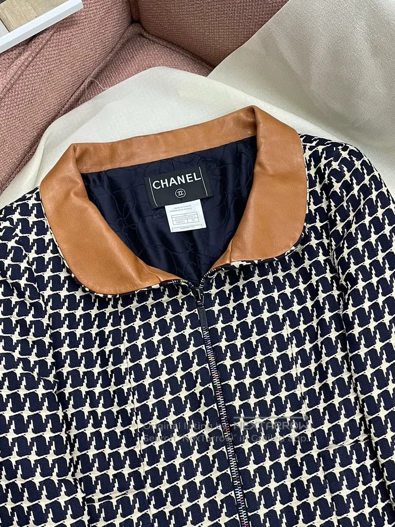 Chanel Chanel Black check brown lapel colour zipper jacket Size XS / US 0-2 / IT 36-38 - 2 Thumbnail