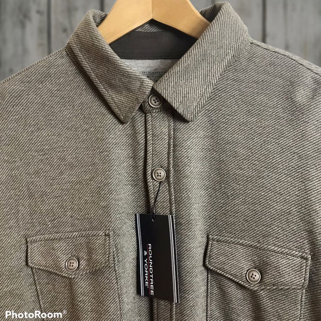 Roundtree & Yorke ROUNDTREE & YORKE Knit Shirt Mens XL Button Up Pockets Brown NEW Size US XL / EU 56 / 4 - 1 Thumbnail