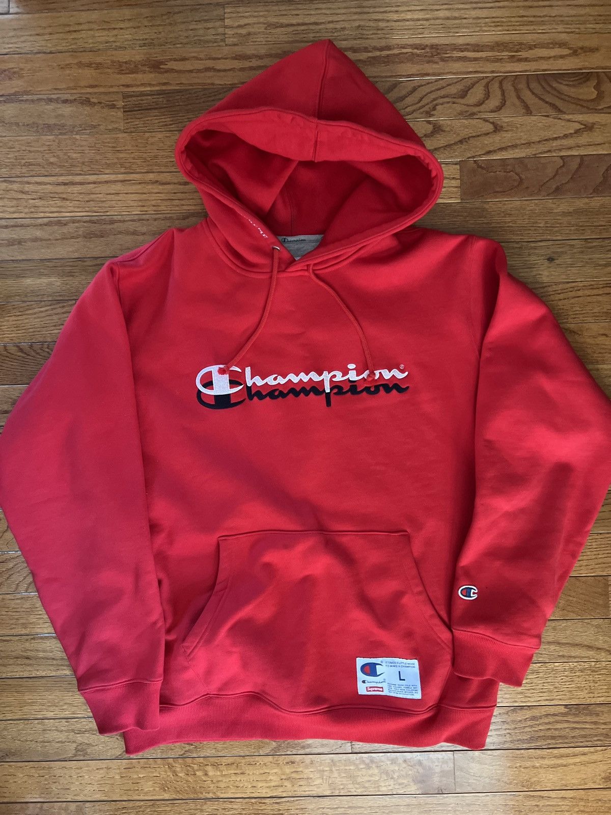 Champion × Supreme FW15 Supreme x Champion scripted hoodie Size US L / EU 52-54 / 3 - 1 Thumbnail
