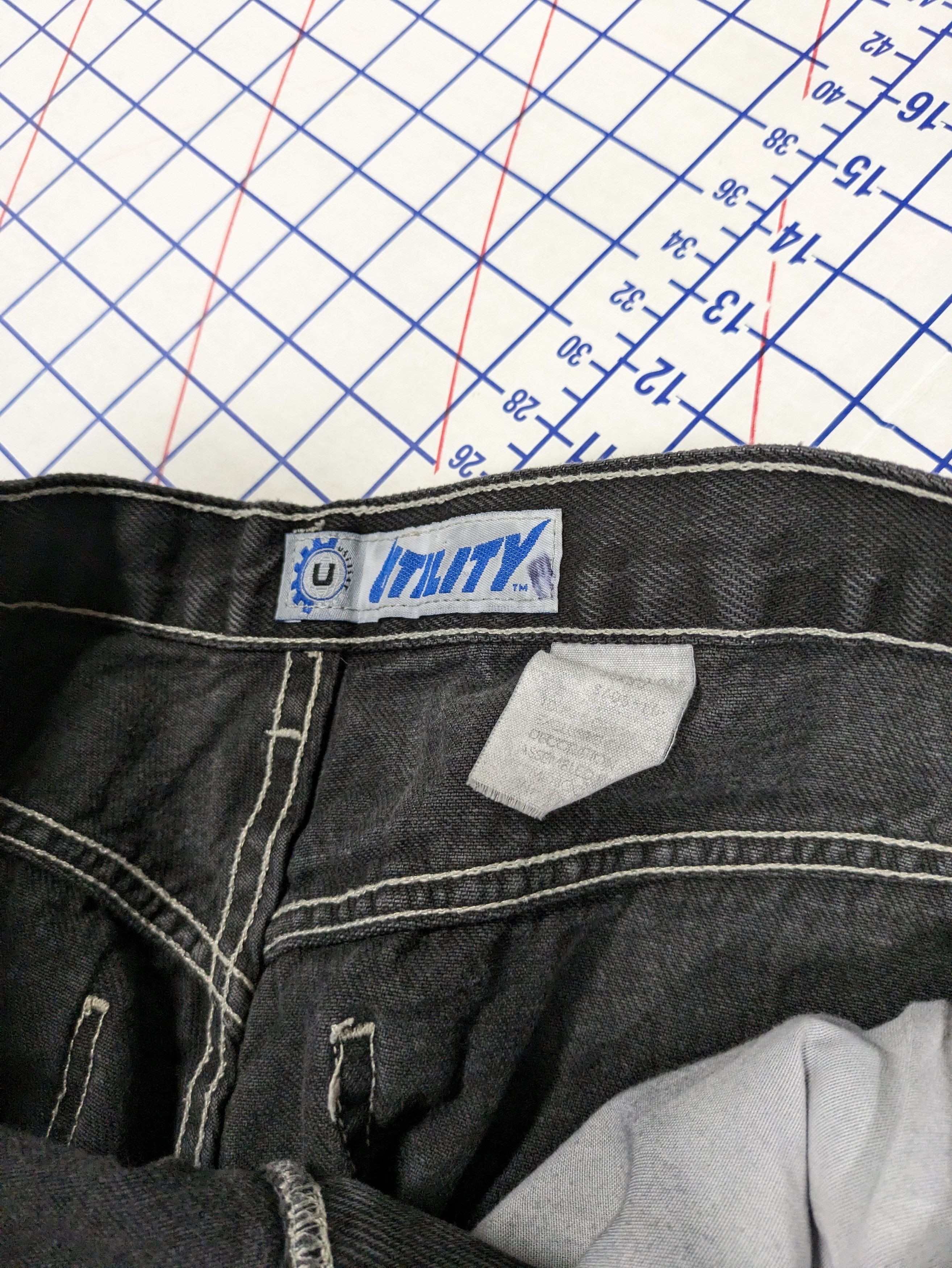 JNCO Vintage 90's Utility Wide Leg Baggy Black Skunk Stripe Jeans Size US 36 / EU 52 - 4 Thumbnail