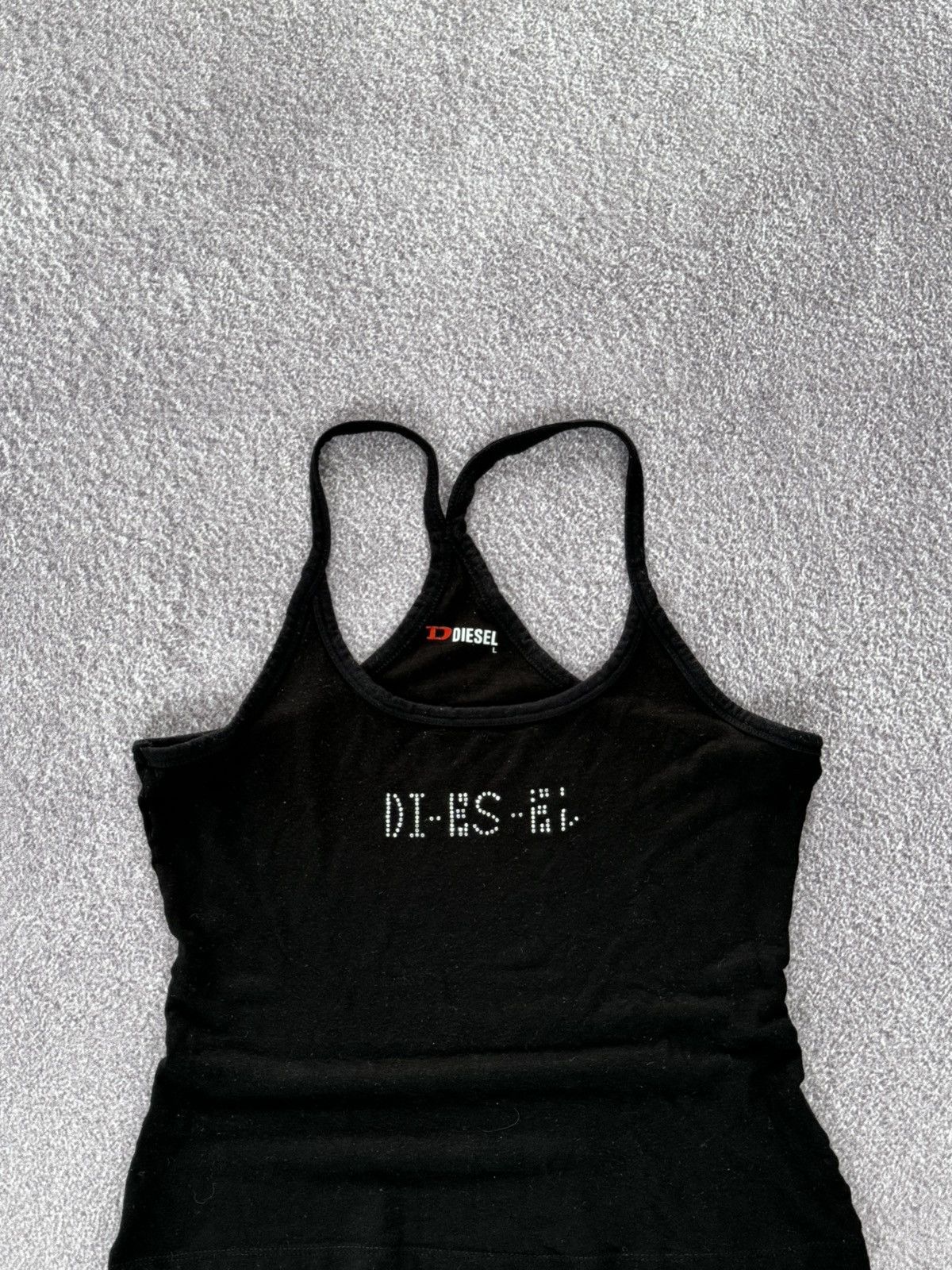 Diesel 00s Diesel Y2K Sexy Rhinestones Logo Tank Top Size L / US 10 / IT 46 - 2 Thumbnail