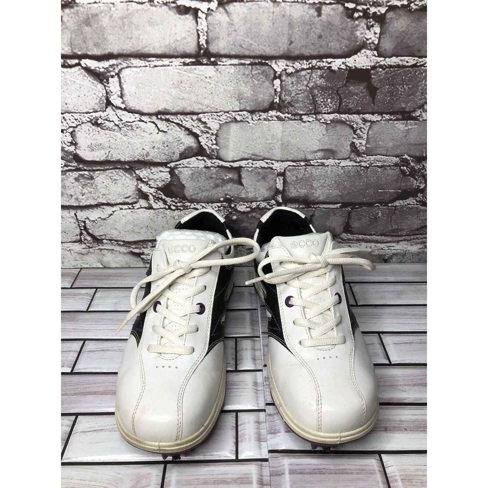 Ecco Ecco Gore Tex White Leather Black Purple Cleats Golf Shoes W Size US 6.5 / IT 36.5 - 9 Thumbnail