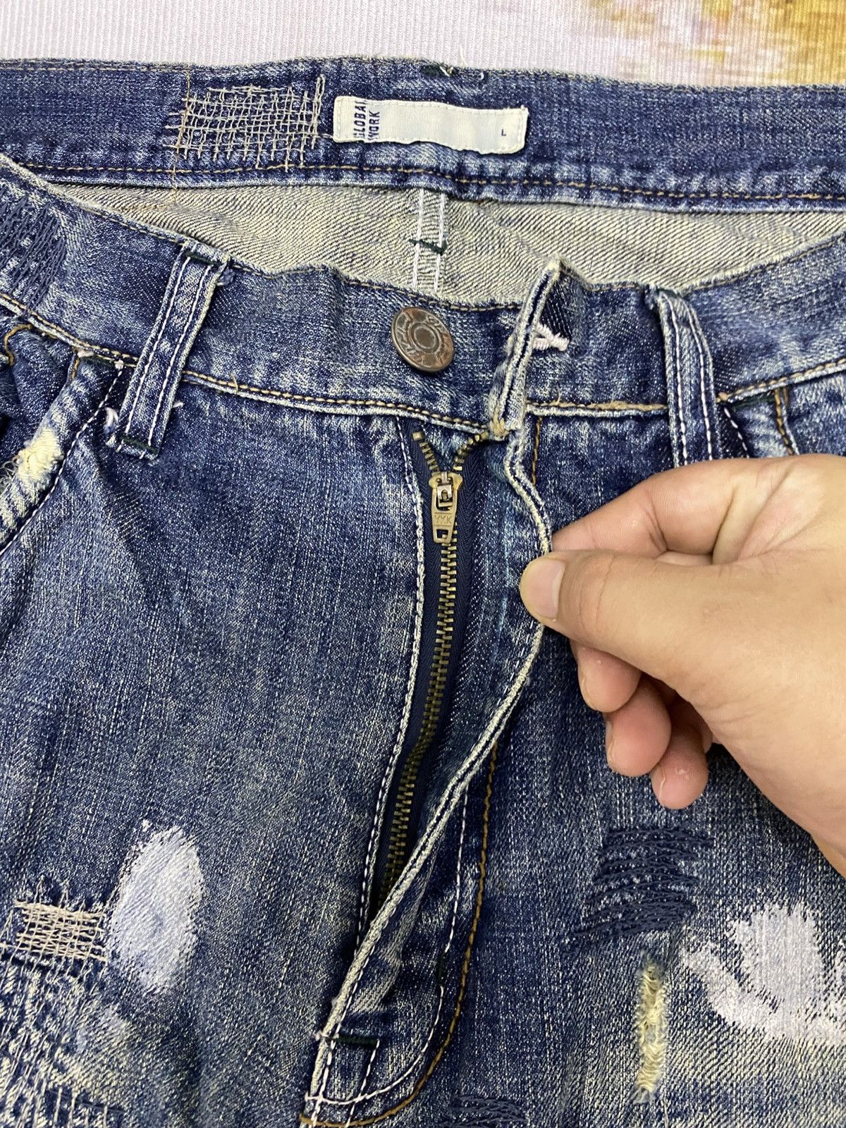 Global Work Vintage Global Work Kurtcobian Inspired Boro Patchwork Jeans Size US 35 - 6 Thumbnail