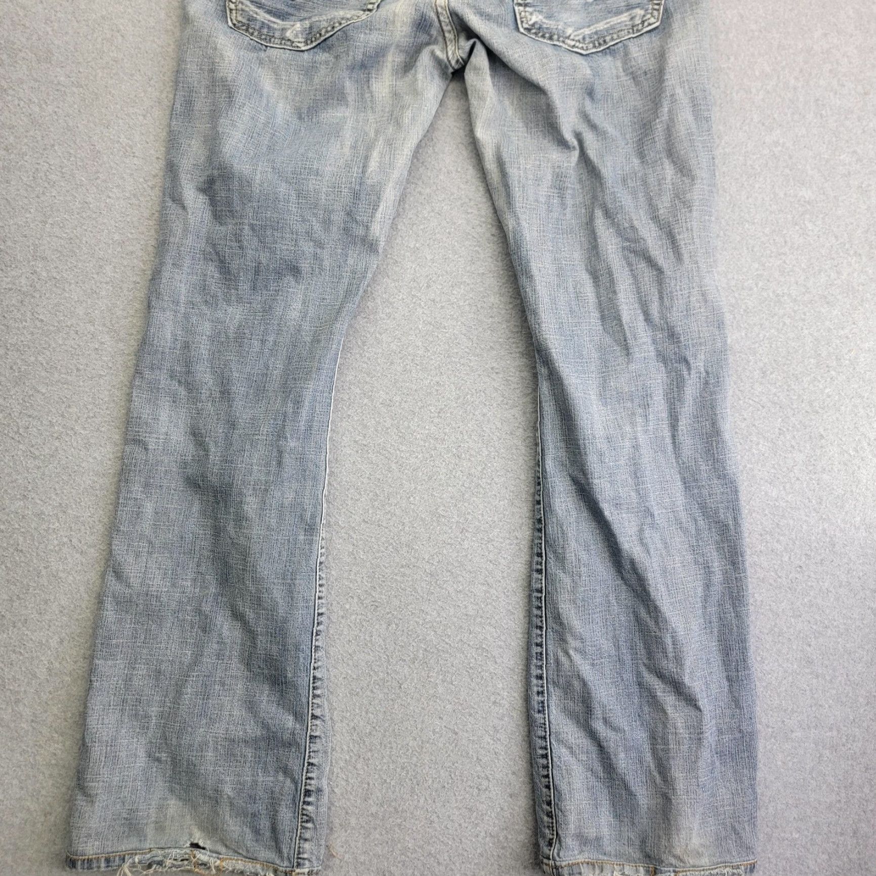 Buffalo David Bitton Buffalo David Bitton Jeans Mens 29x32 Light Wash King Button Fly Distressed Denim Straight Jeans Mens 29x32 Blue Distressed King Size US 29 - 6 Thumbnail