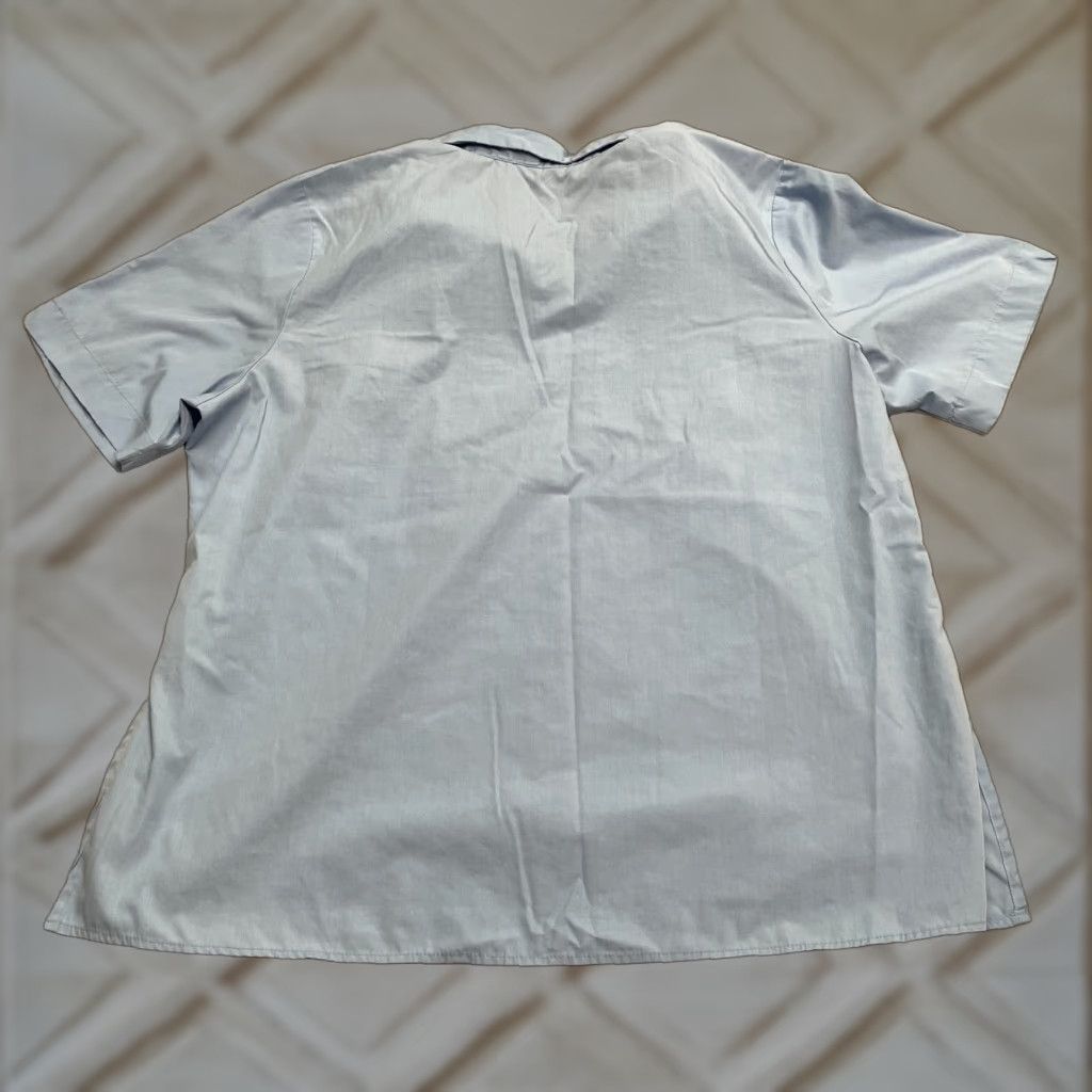 Vintage Club "Z" Collection Blouse Womens 1X Blue Short Sleeve Button Up Floral Embroidered Shirt Size XL / US 12-14 / IT 48-50 - 1 Thumbnail