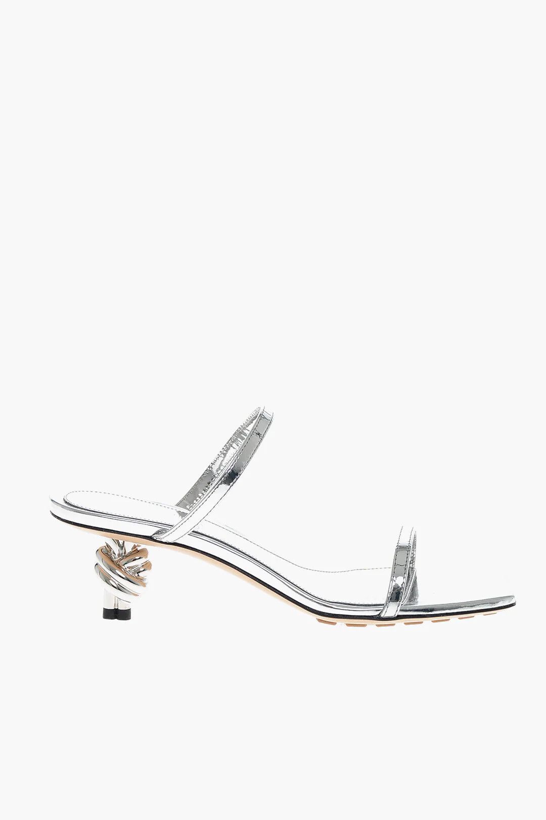 Bottega Veneta og1mm0426 Lamé Leather Sandals in Silver Size US 6.5 / IT 36.5 - 1 Thumbnail