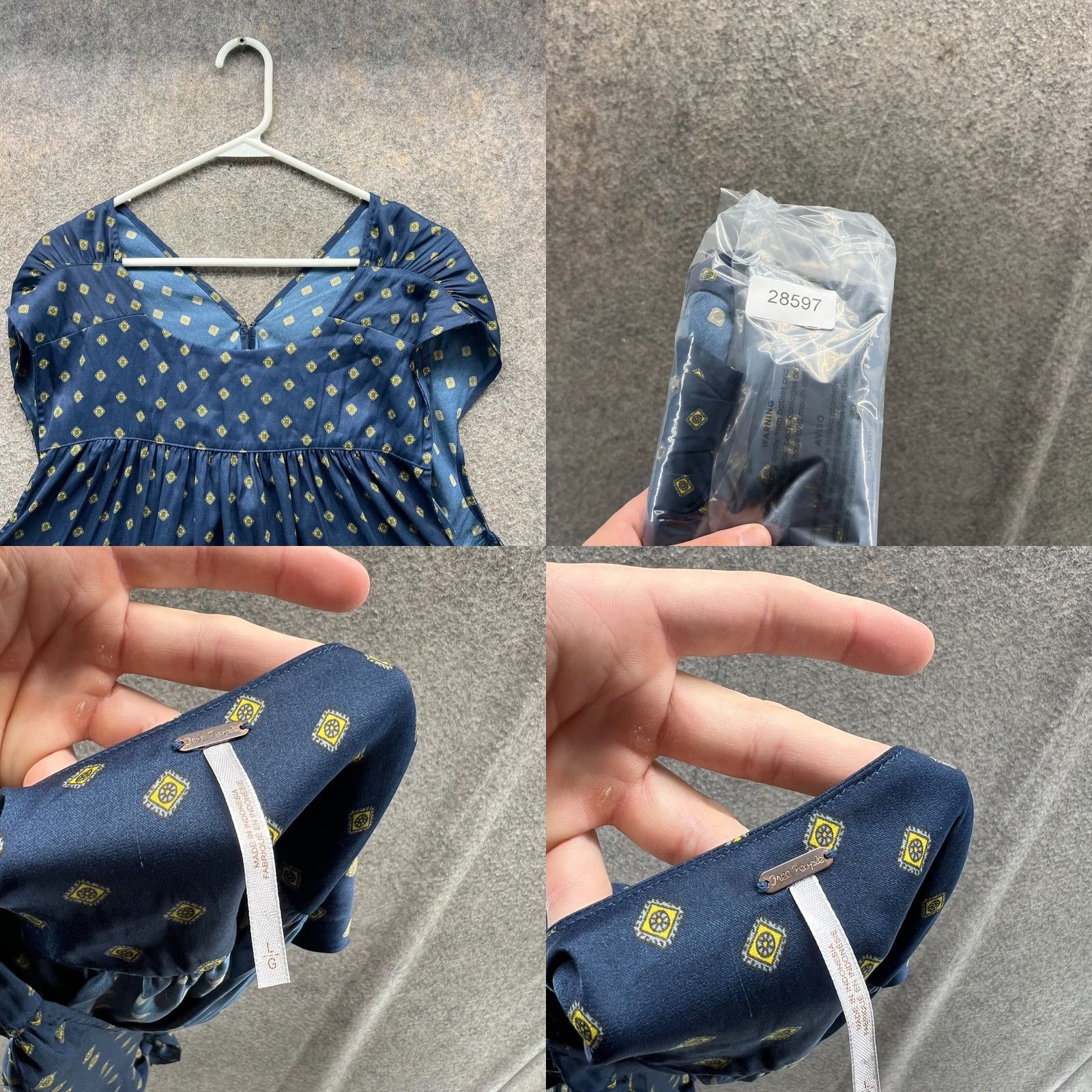 Free People Free People Shirt Women Large Blue Navy Silky Patterns Tie Sleeveless Blouse Top - Vintage Size L / US 10 / IT 46 - 8 Thumbnail