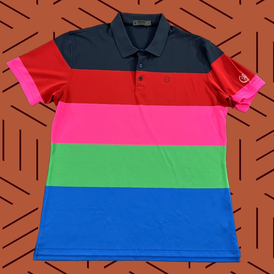 G/FORE G/FORE Polo Shirt Mens Large Multicolor Striped Saucon Valley CC Golf Stretch Size US L / EU 52-54 / 3 - 1 Thumbnail
