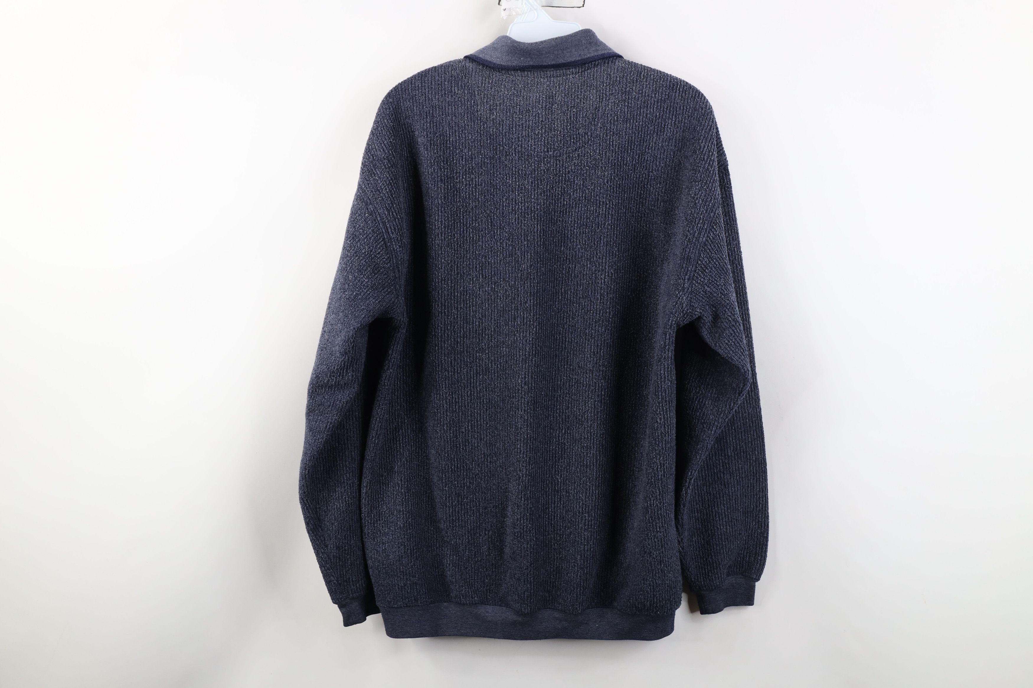 Vintage Vintage 90s Streetwear Knit Fleece Collared Sweatshirt Blue Size US M / EU 48-50 / 2 - 10 Thumbnail
