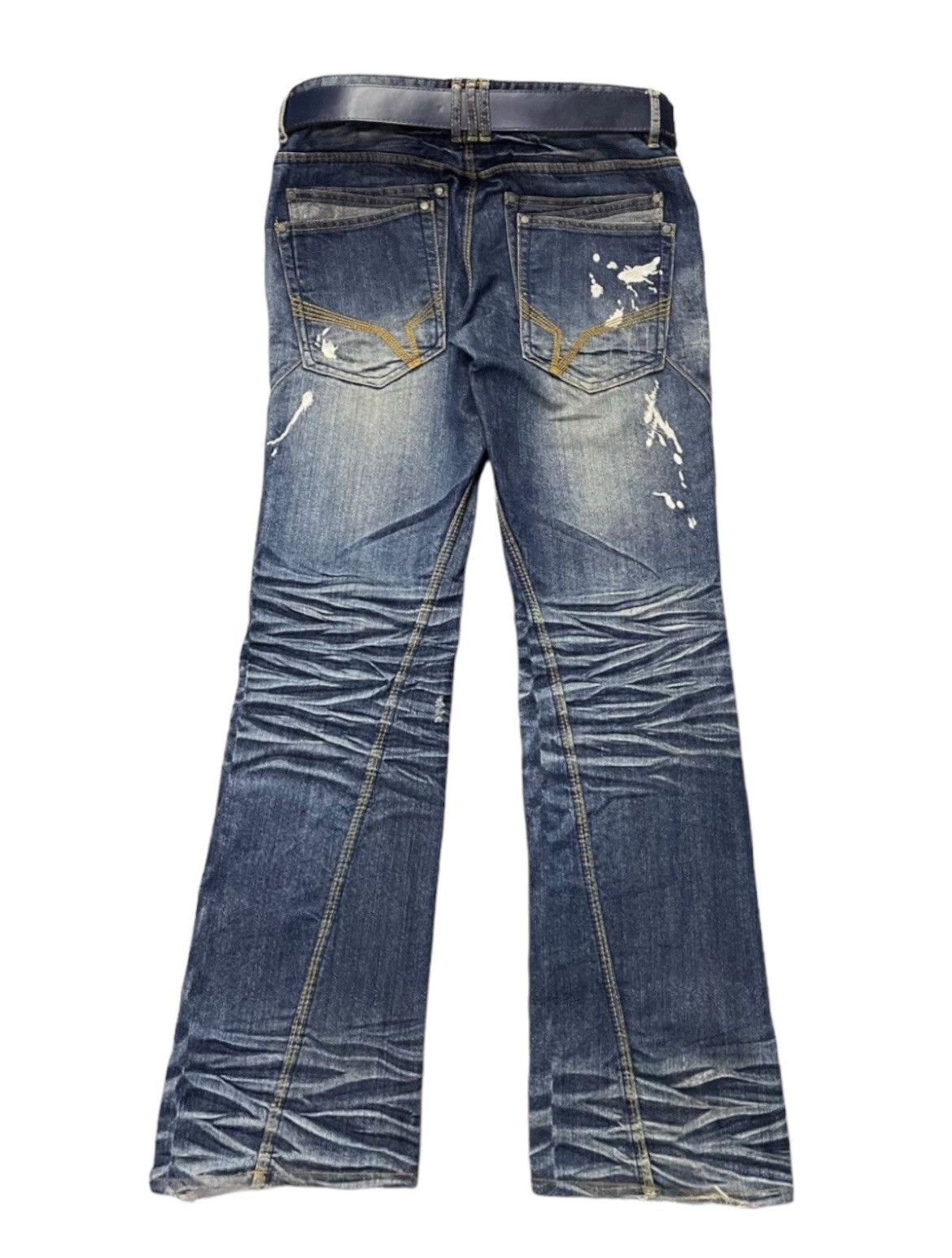GOSTAR DE FUGA × Junya Watanabe Hideaways Japan Over Claw Mark Flared Jeans With Belt Size US 30 / EU 46 - 2 Thumbnail